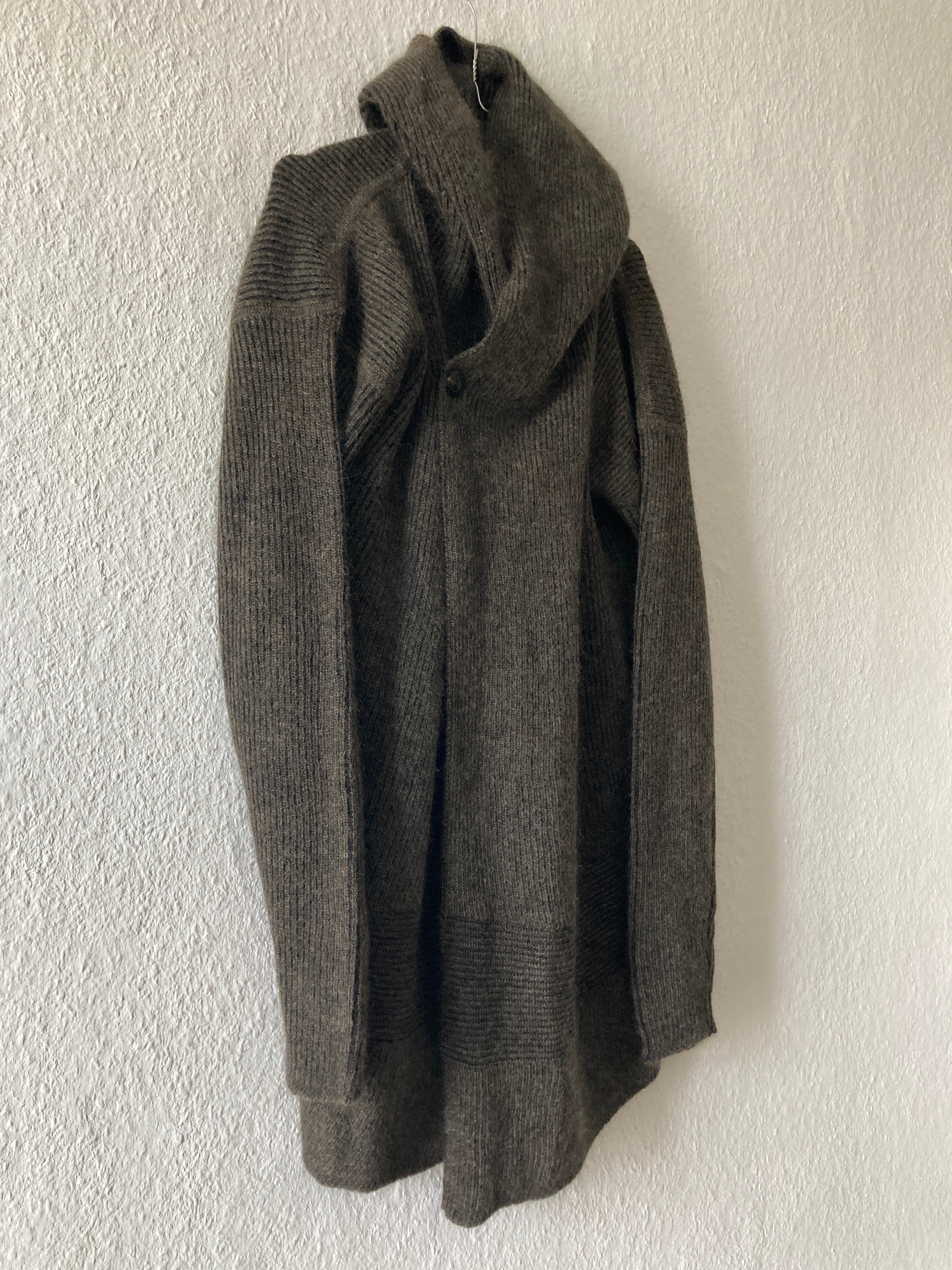 F/W 19 "LARRY" Hooded Mohair & Wool Knit Jacket Rick Owens L