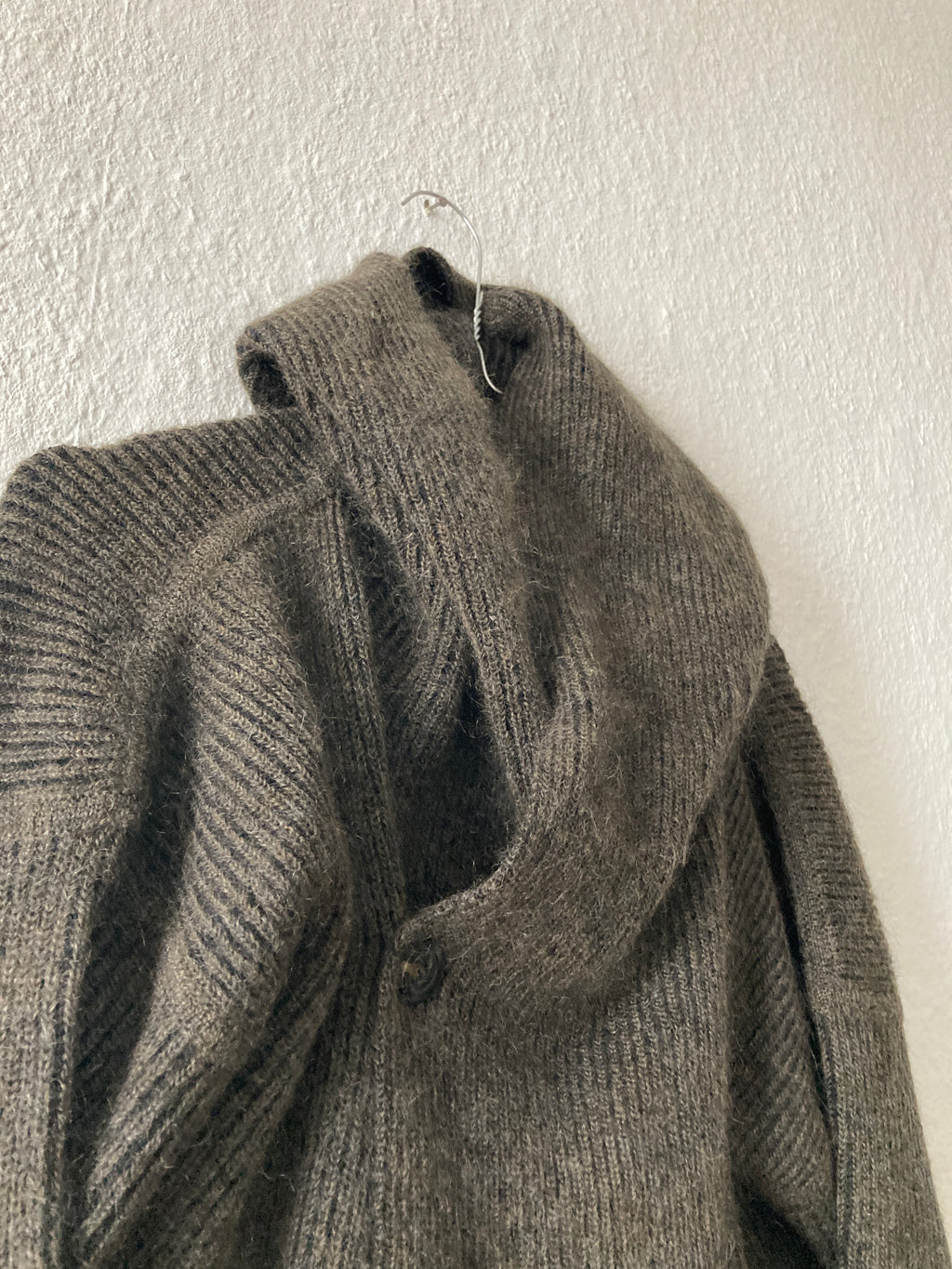 F/W 19 "LARRY" Hooded Mohair & Wool Knit Jacket Rick Owens L