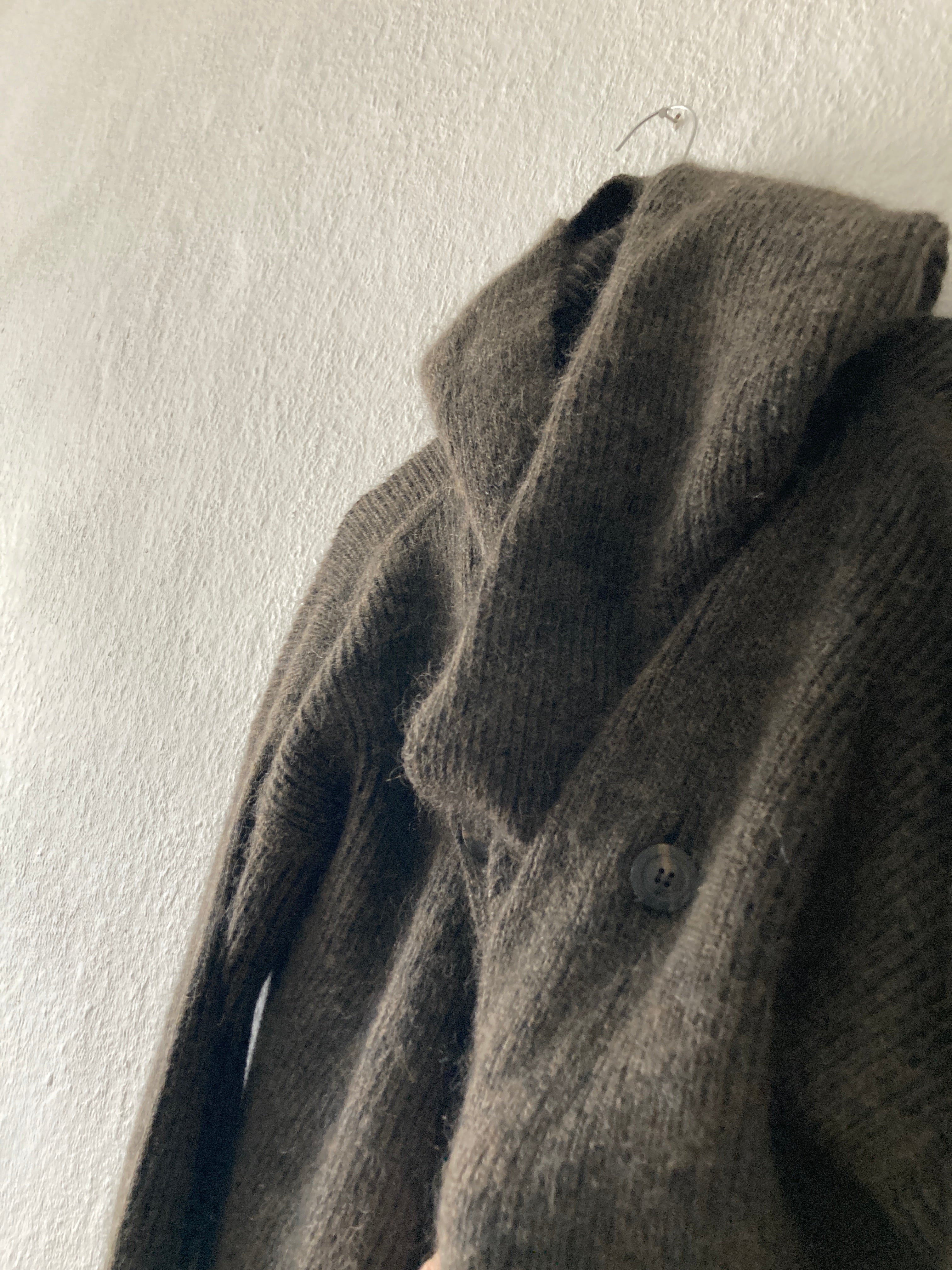 F/W 19 "LARRY" Hooded Mohair & Wool Knit Jacket Rick Owens L