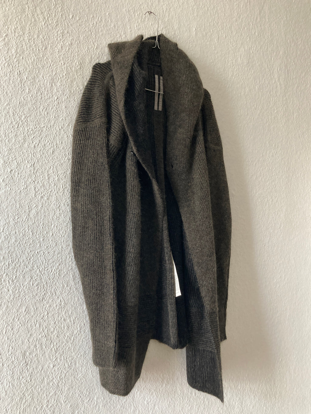 F/W 19 "LARRY" Hooded Mohair & Wool Knit Jacket Rick Owens L