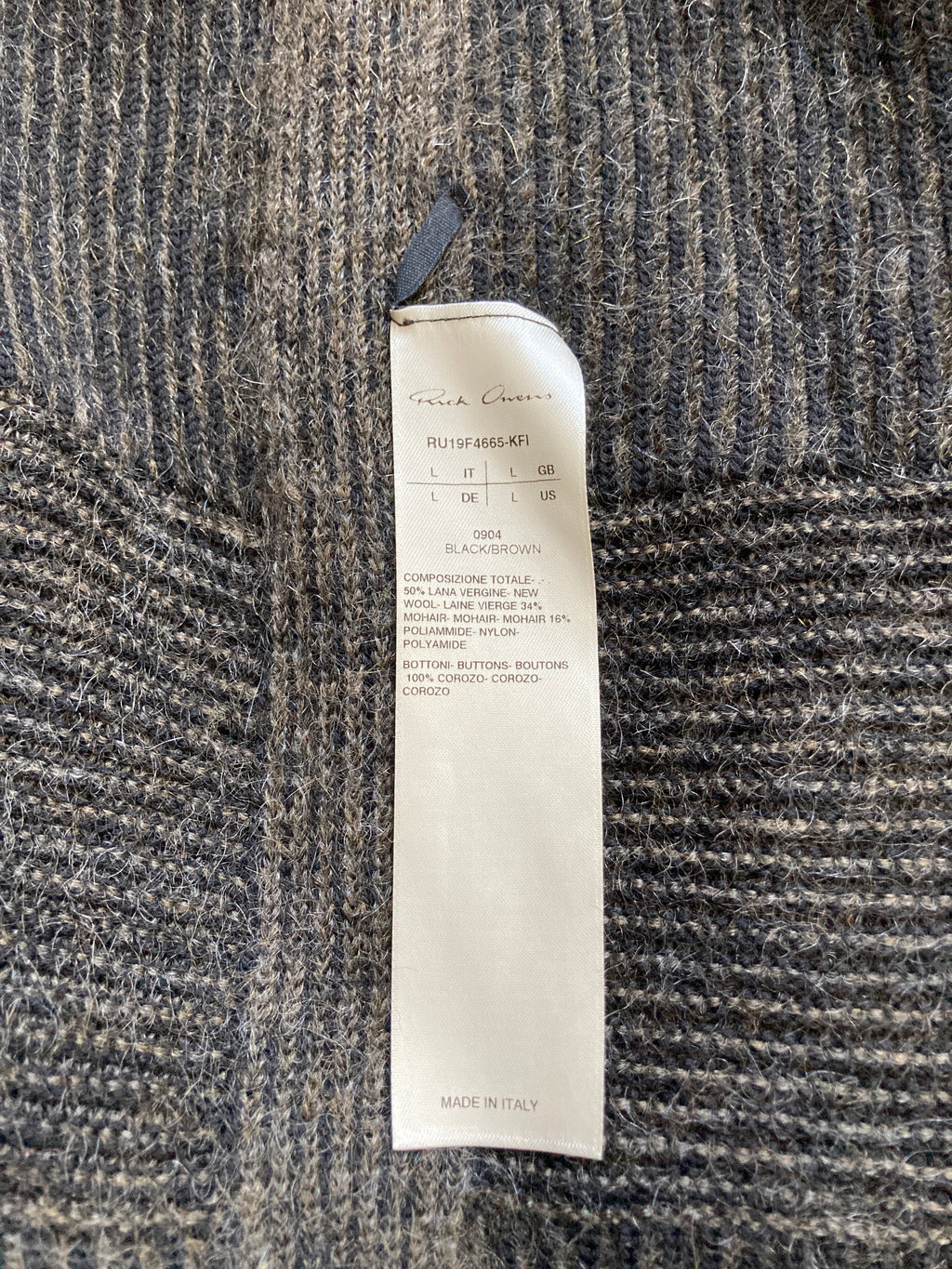 F/W 19 "LARRY" Hooded Mohair & Wool Knit Jacket Rick Owens L