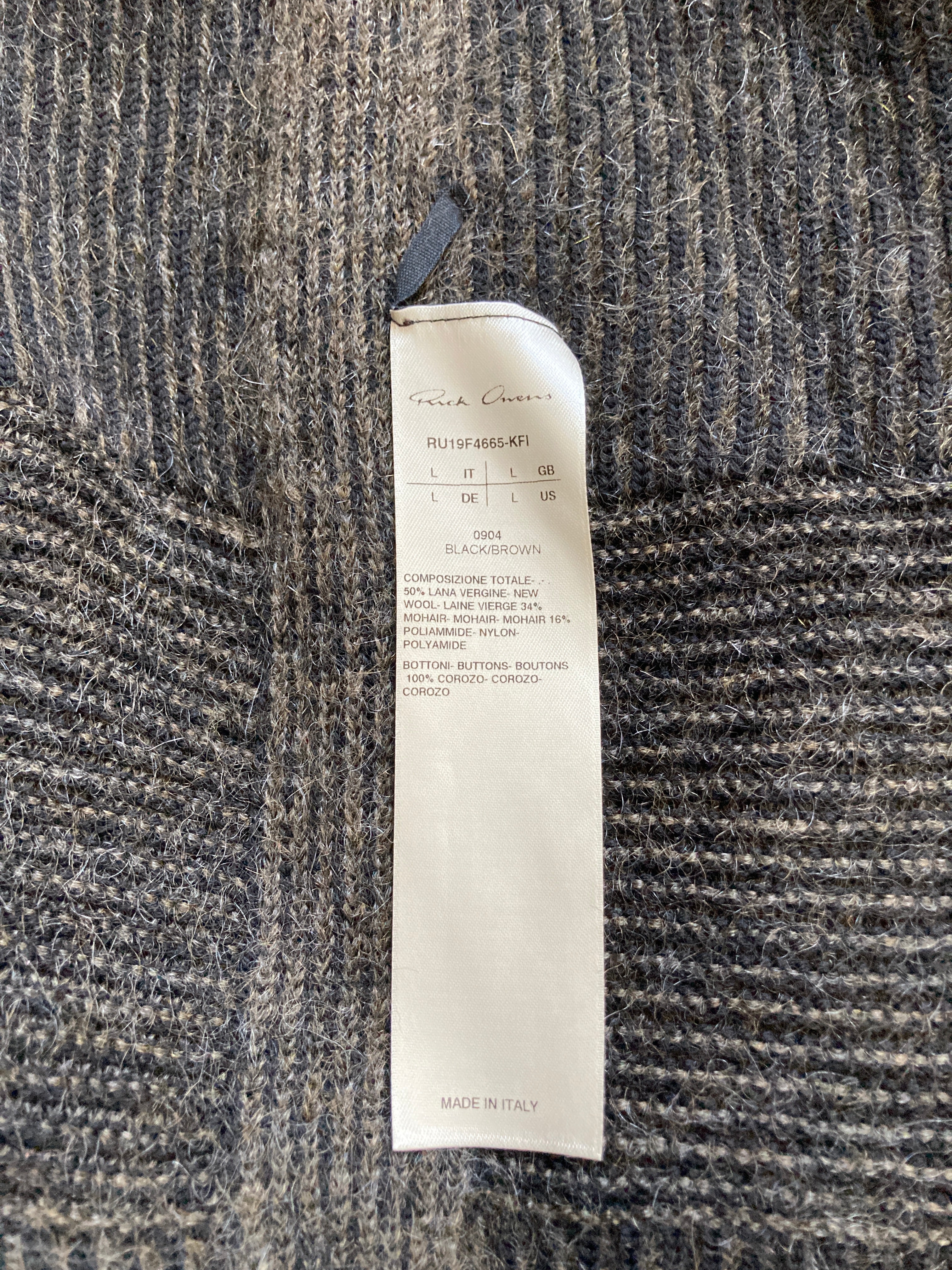 F/W 19 "LARRY" Hooded Mohair & Wool Knit Jacket Rick Owens L