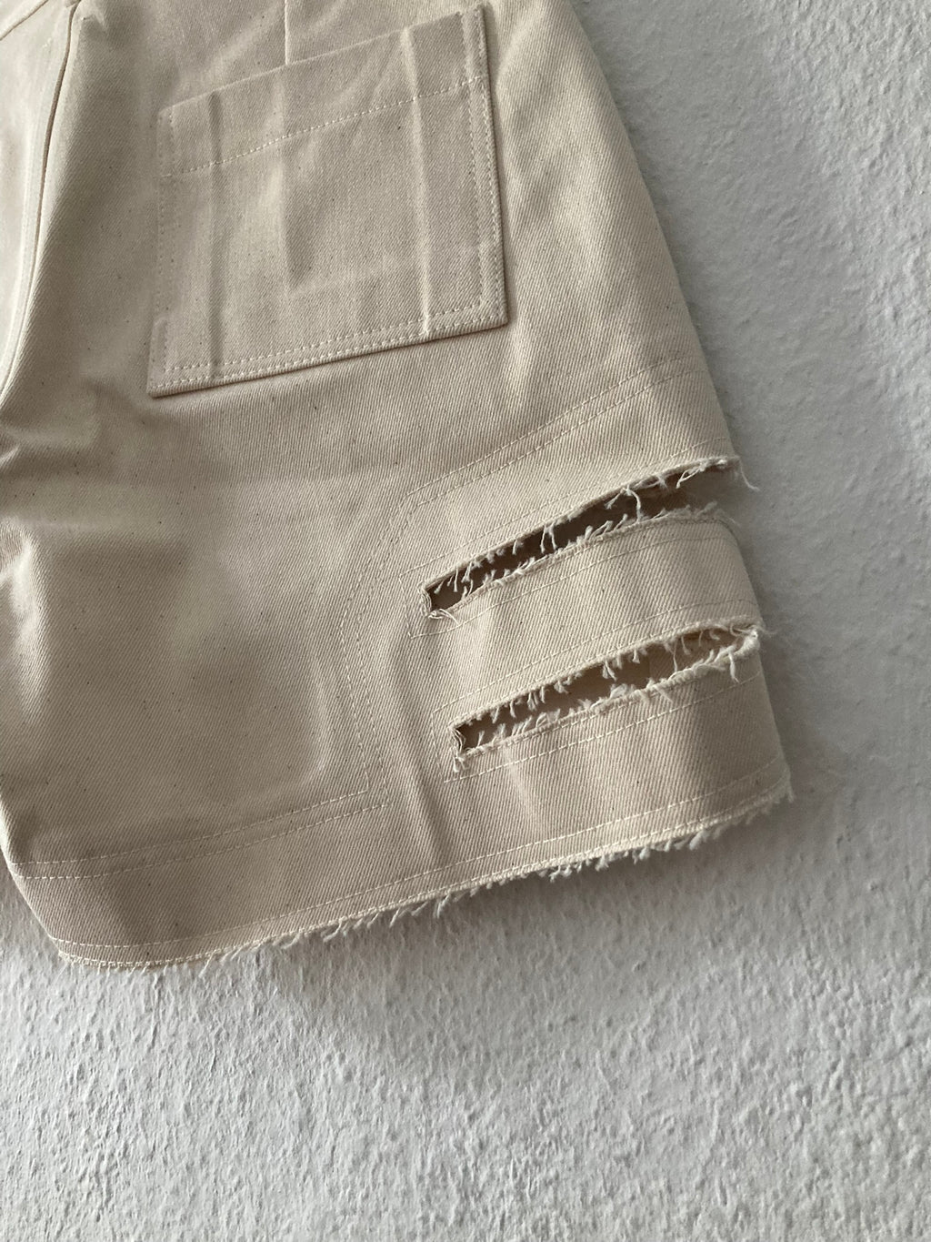 S/S 22 “FOGACHINE” Runway Ecru Spartan Shorts