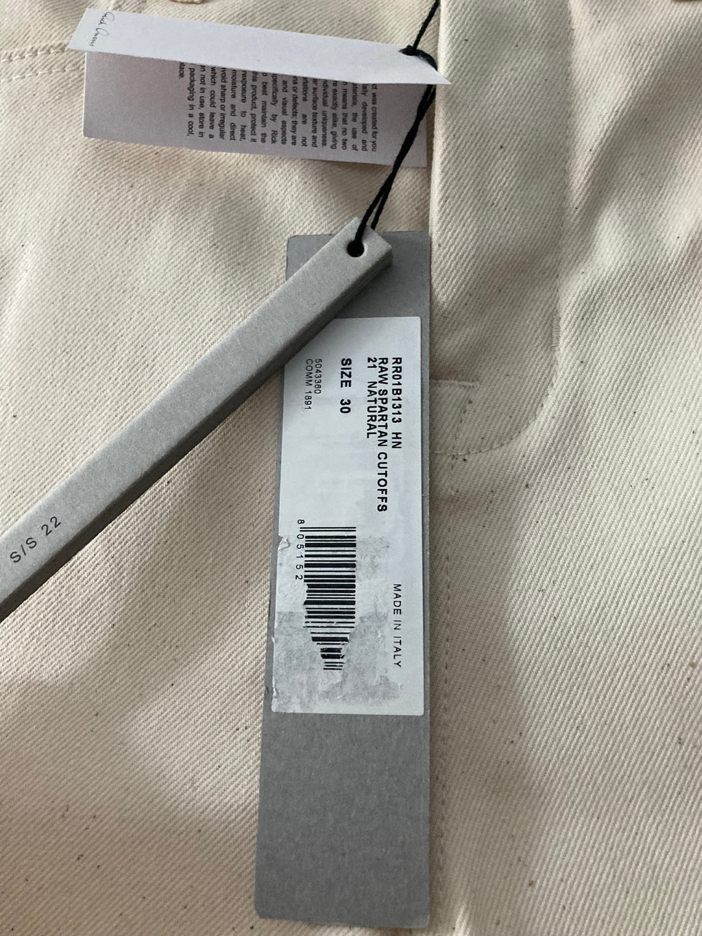 S/S 22 “FOGACHINE” Runway Ecru Spartan Shorts