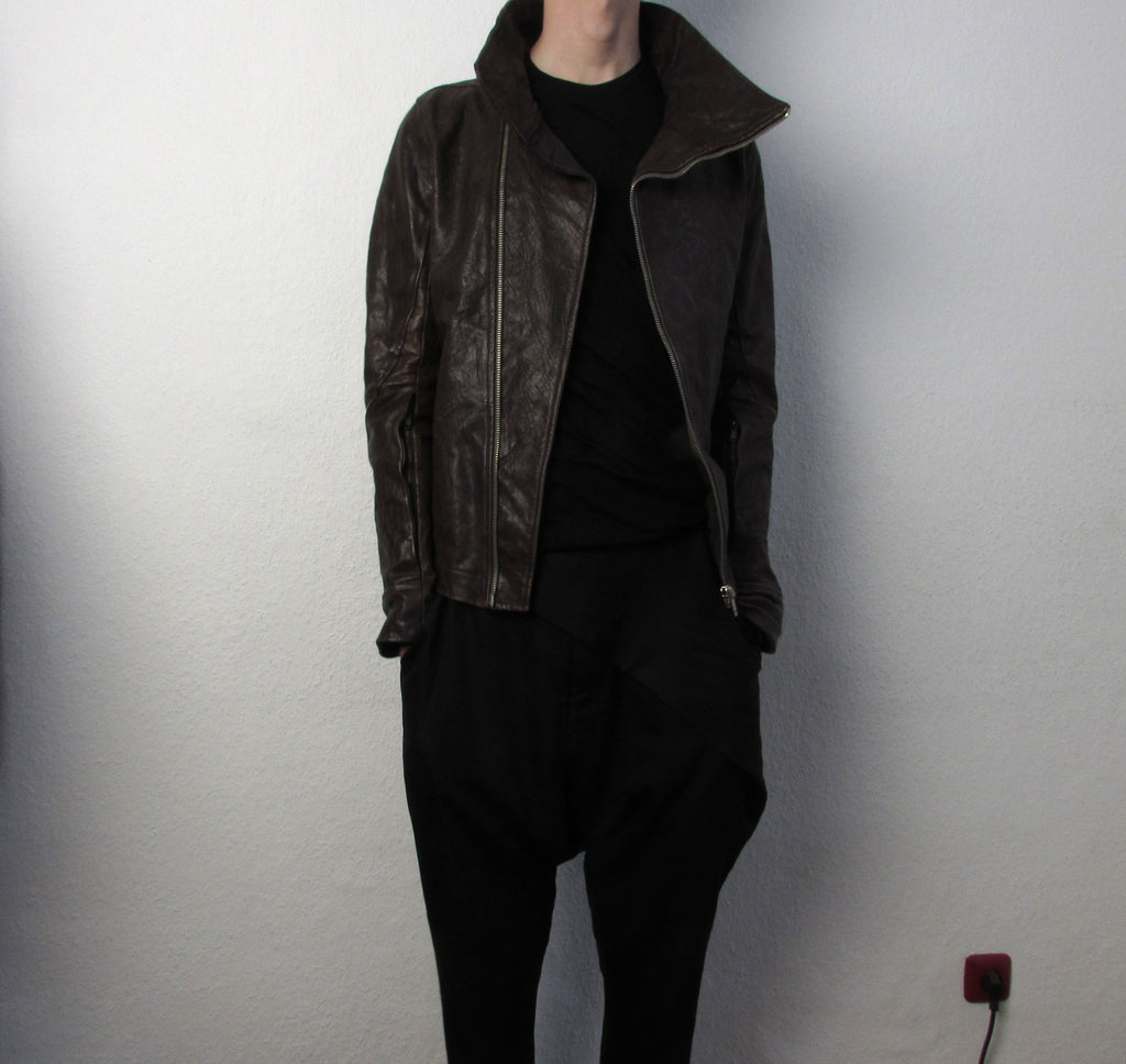 F/W 09 "CRUST" Hammered Lamb Bauhaus Leather Jacket w. Layered Back in Bitter