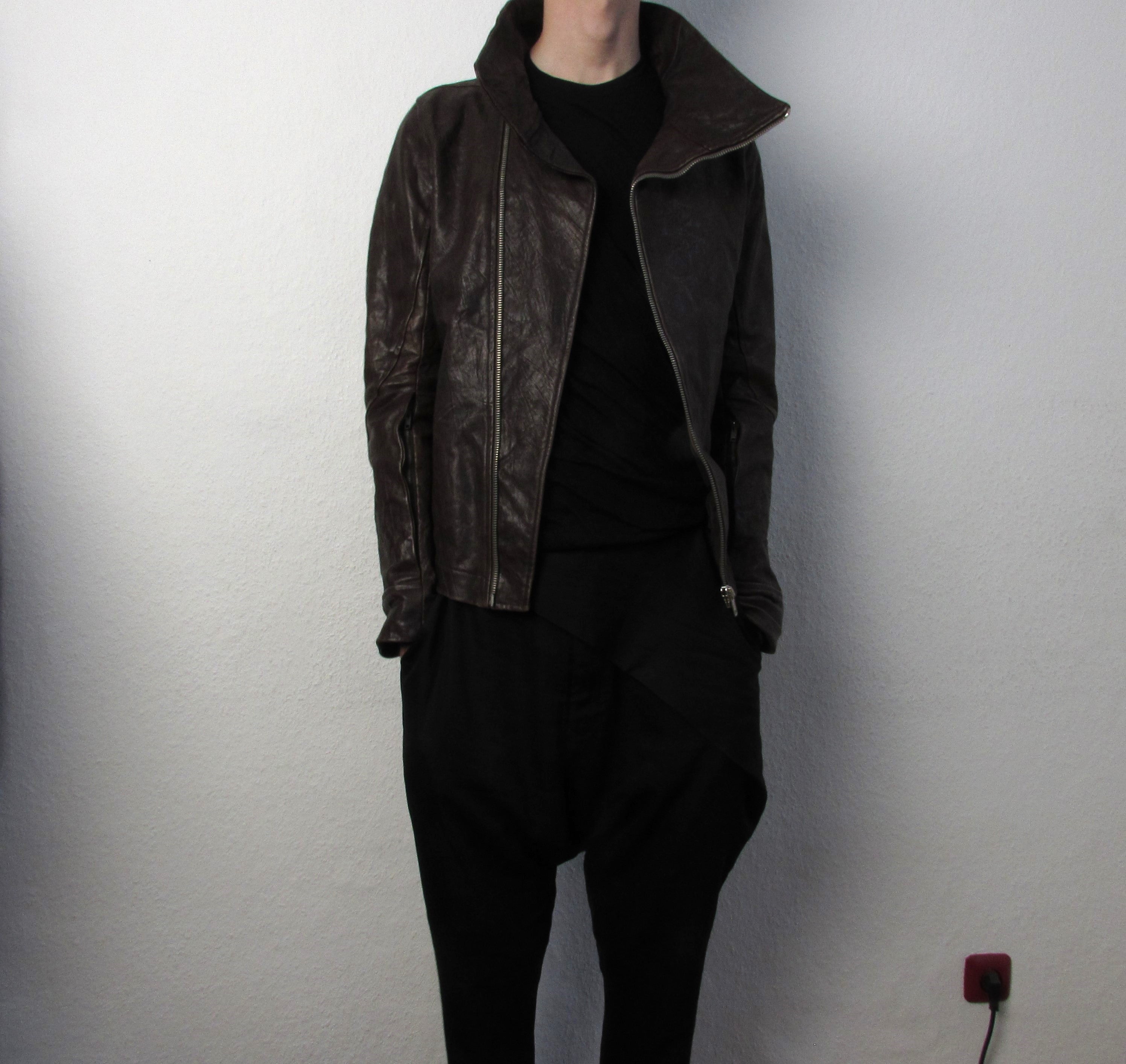F/W 09 "CRUST" Hammered Lamb Bauhaus Leather Jacket w. Layered Back in Bitter