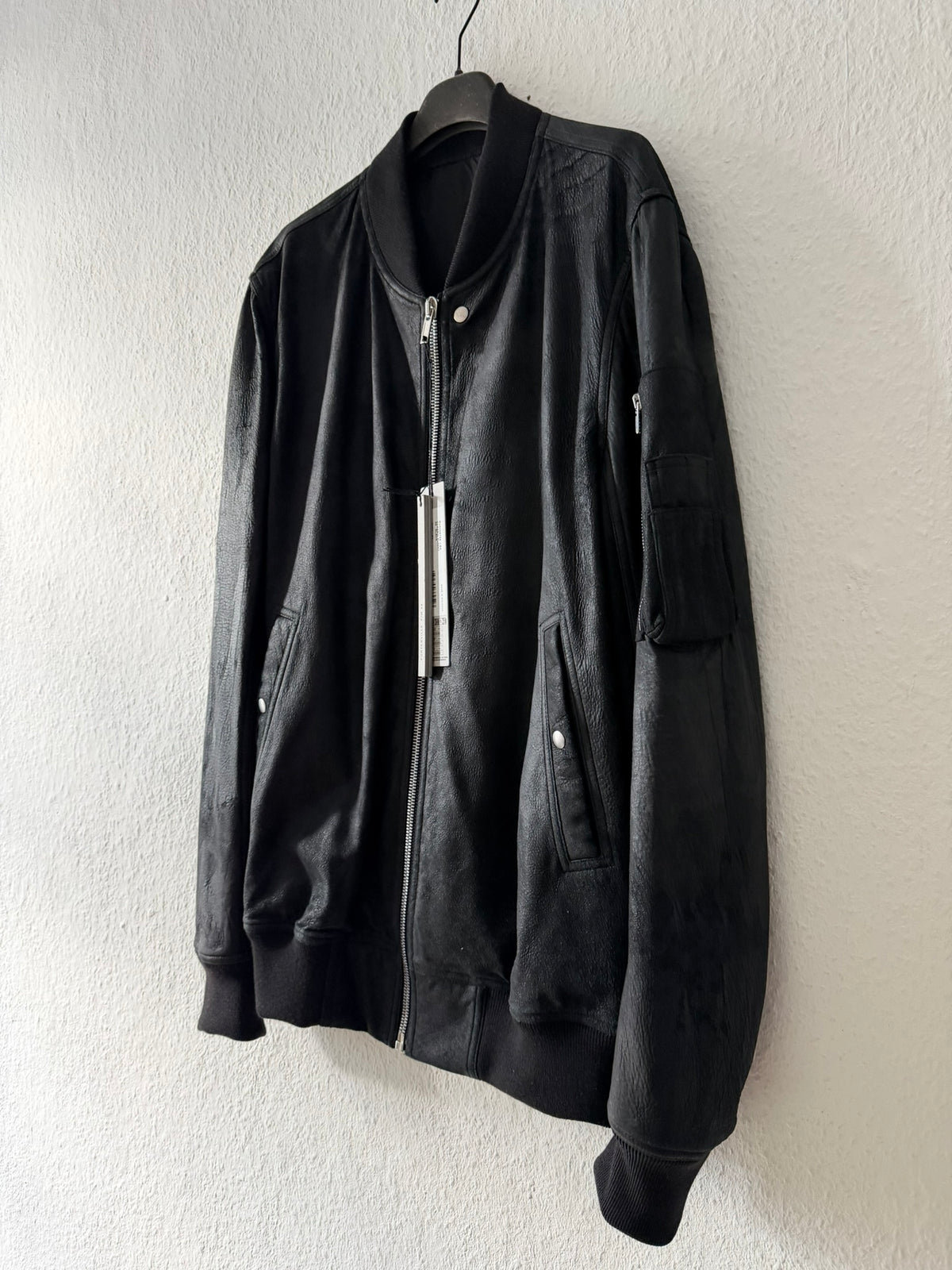 F/W 24 "PORTERVILLE" Blistered Lamb Leather Flight Bomber Jacket Rick Owens IT52/L