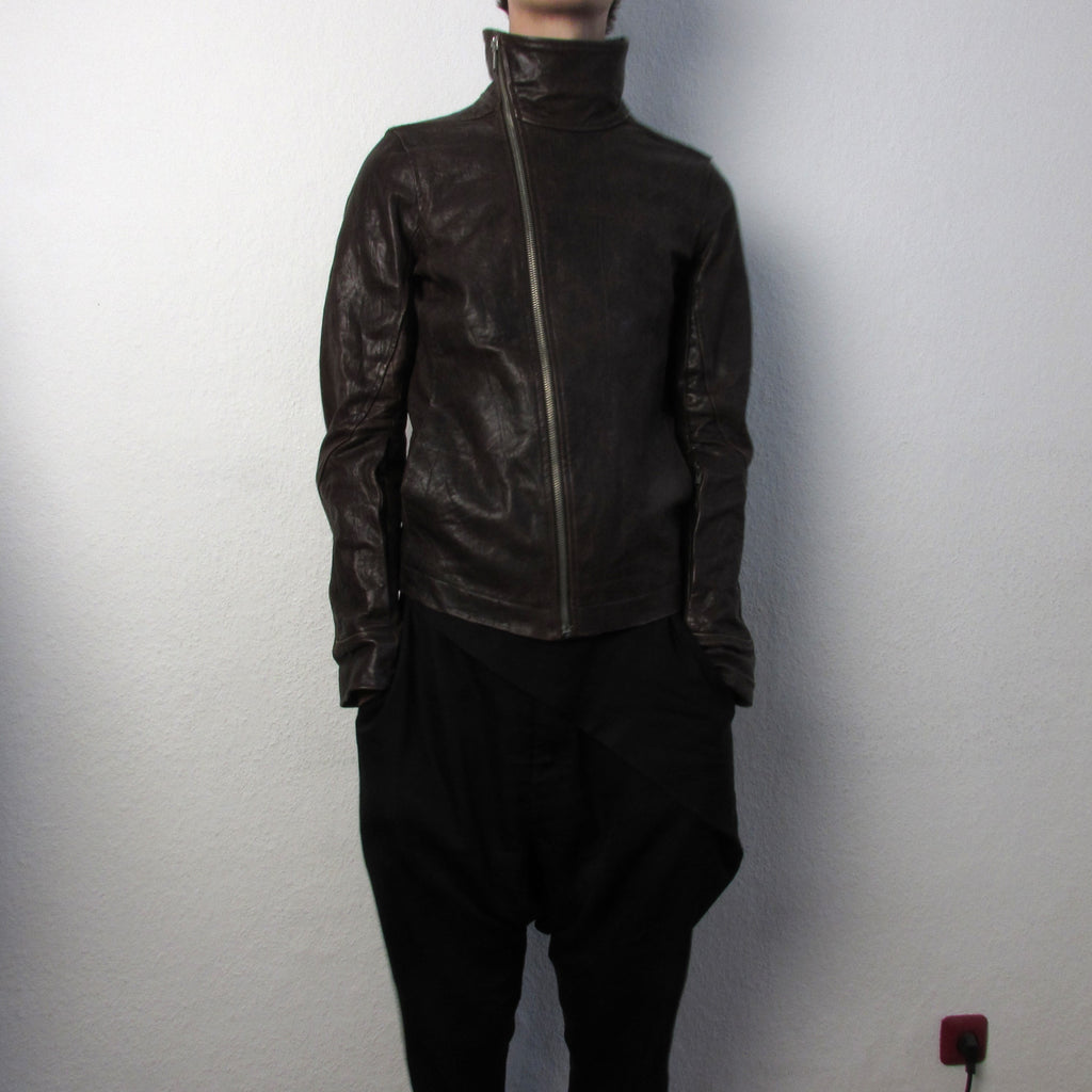 F/W 09 "CRUST" Hammered Lamb Bauhaus Leather Jacket w. Layered Back in Bitter