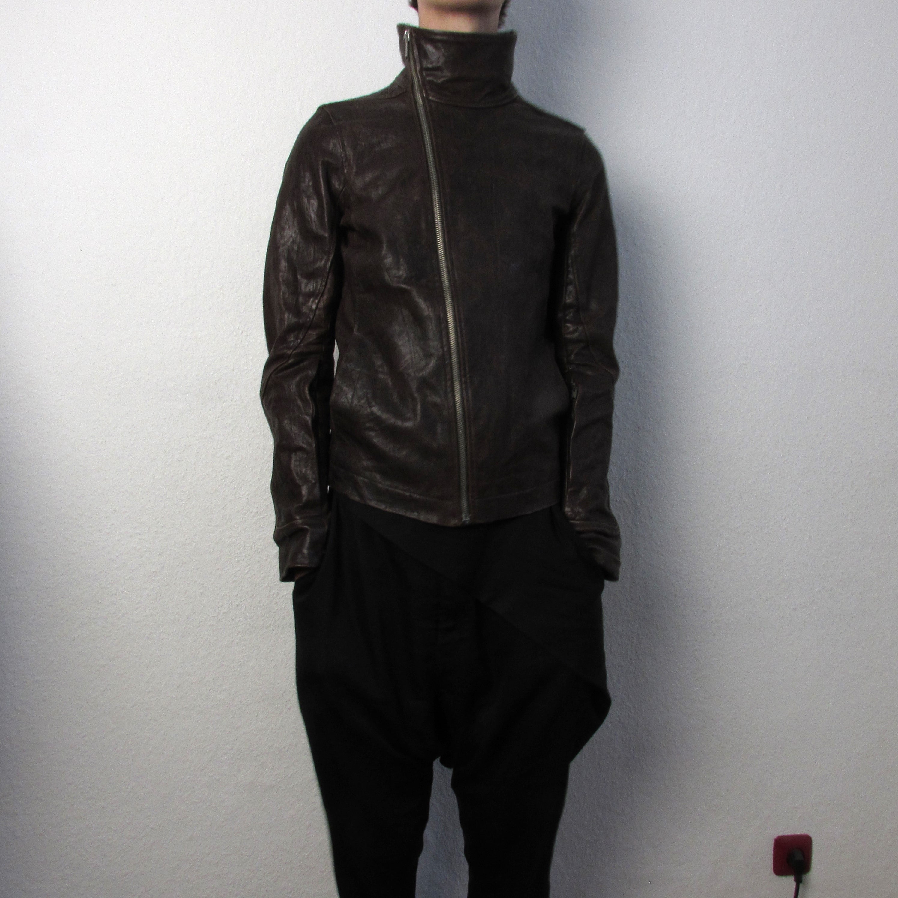 F/W 09 "CRUST" Hammered Lamb Bauhaus Leather Jacket w. Layered Back in Bitter