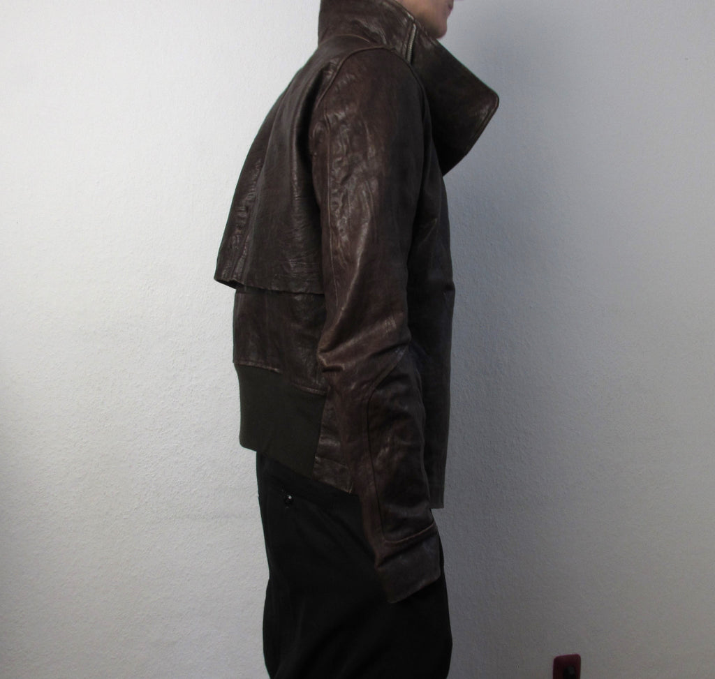 F/W 09 "CRUST" Hammered Lamb Bauhaus Leather Jacket w. Layered Back in Bitter