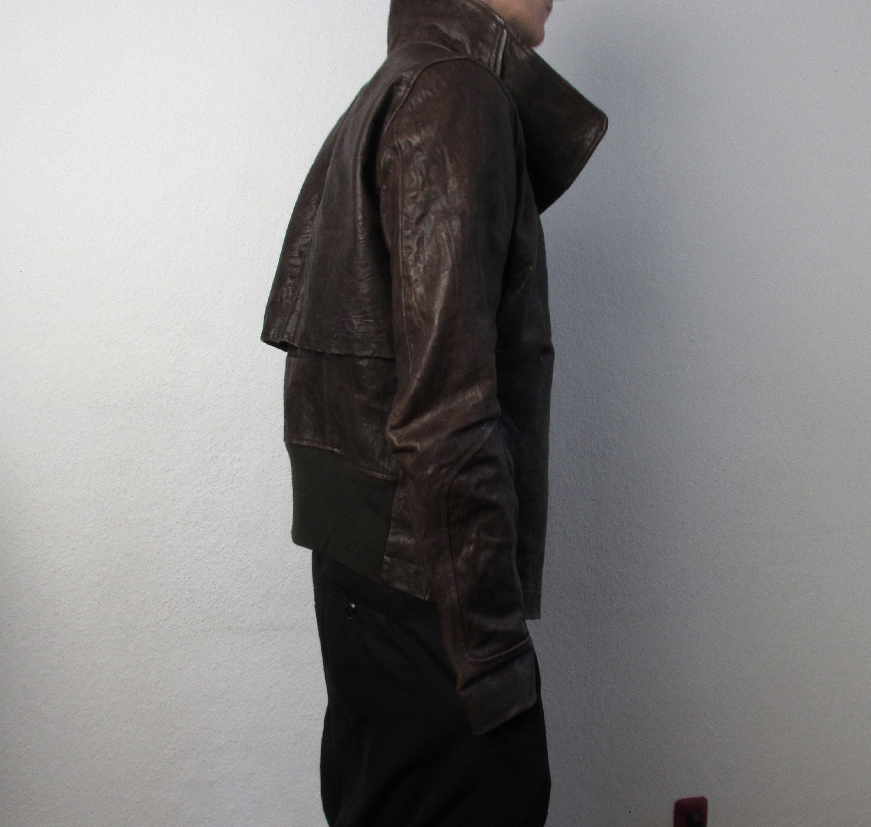 F/W 09 "CRUST" Hammered Lamb Bauhaus Leather Jacket w. Layered Back in Bitter