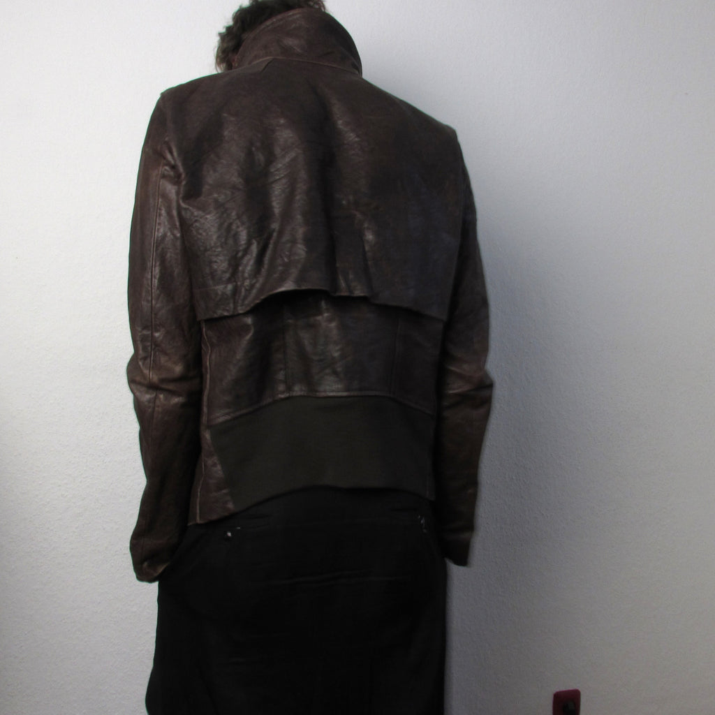 F/W 09 "CRUST" Hammered Lamb Bauhaus Leather Jacket w. Layered Back in Bitter