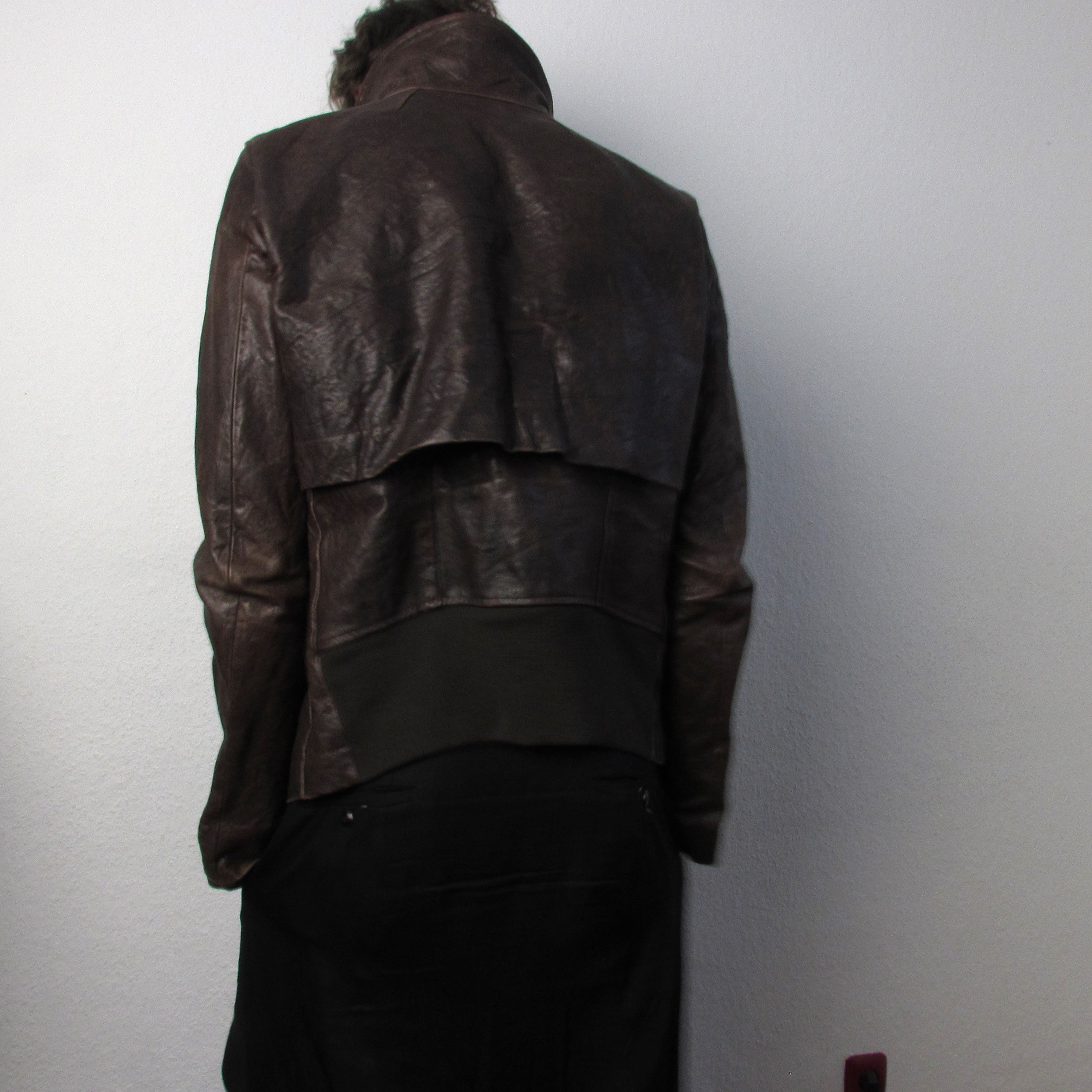F/W 09 "CRUST" Hammered Lamb Bauhaus Leather Jacket w. Layered Back in Bitter