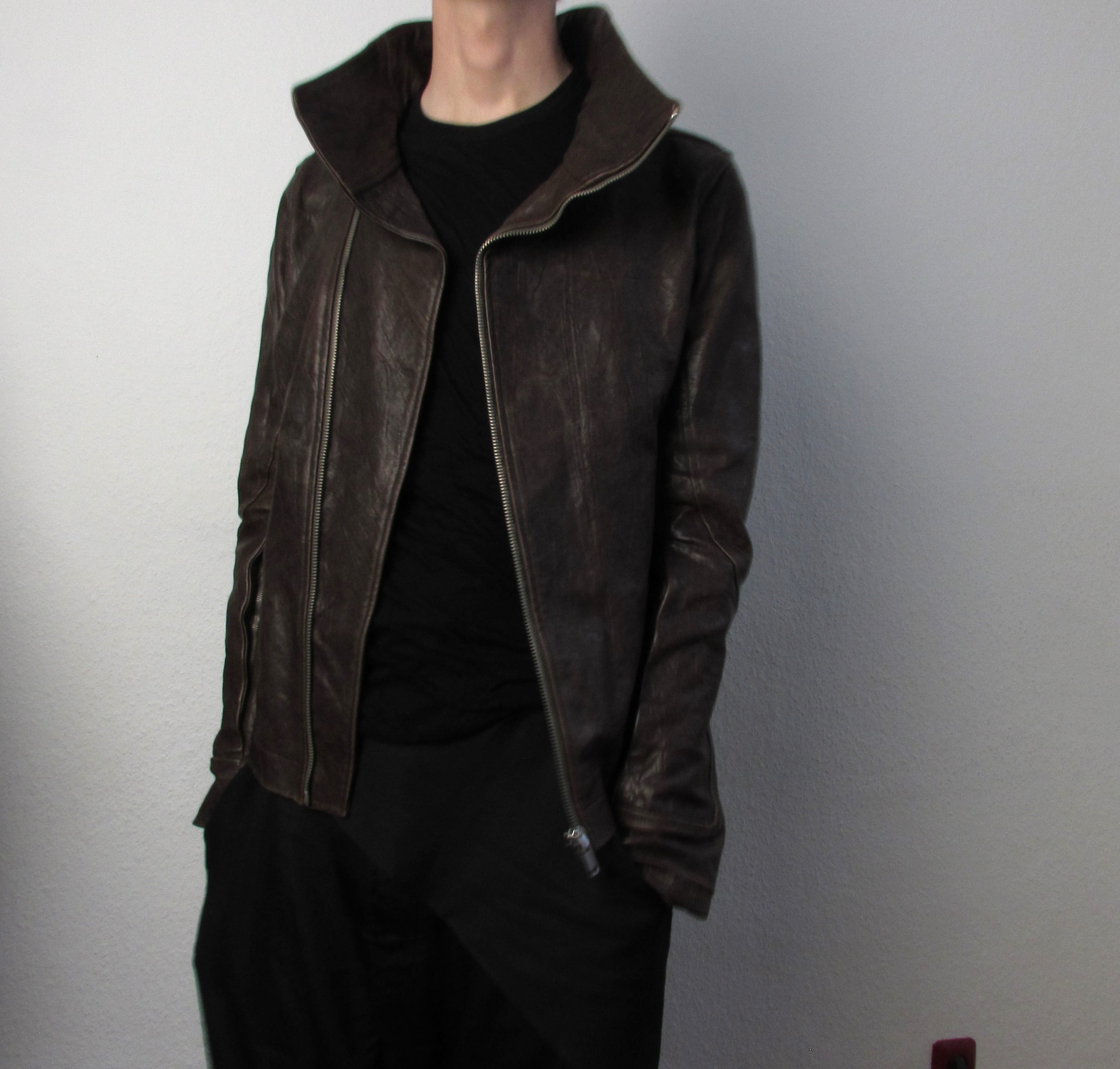 F/W 09 "CRUST" Hammered Lamb Bauhaus Leather Jacket w. Layered Back in Bitter
