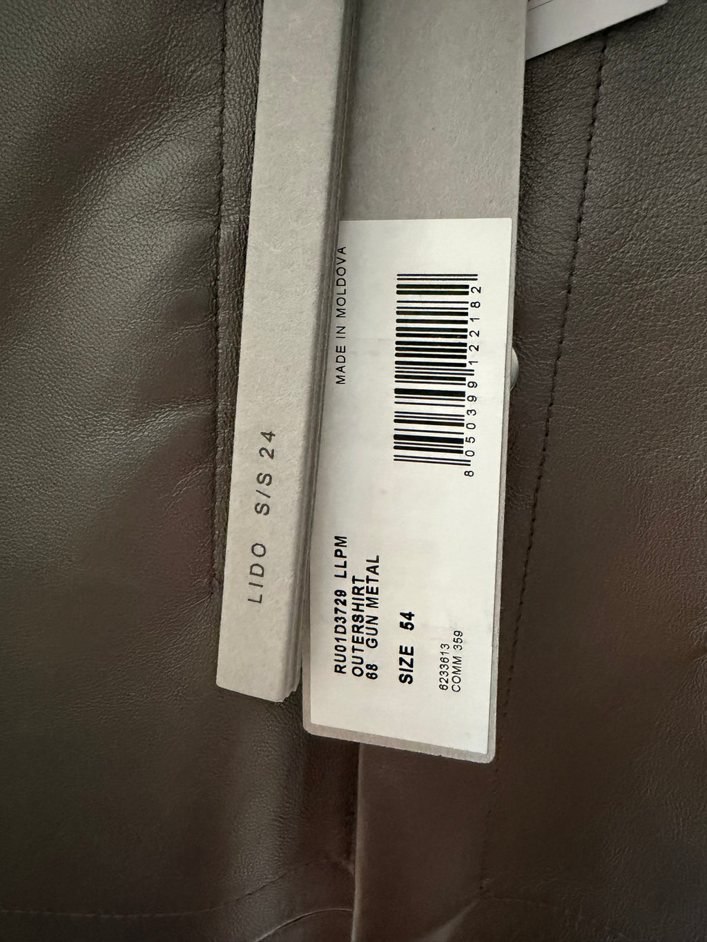 S/S 23 "LIDO" Gunmetal Lamb Leather Shirt Jacket Rick Owens IT54/L