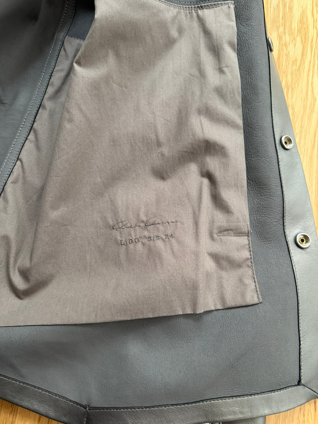 S/S 23 "LIDO" Gunmetal Lamb Leather Shirt Jacket Rick Owens IT54/L