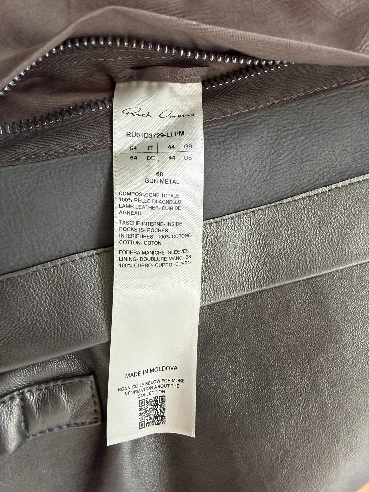 S/S 23 "LIDO" Gunmetal Lamb Leather Shirt Jacket Rick Owens IT54/L