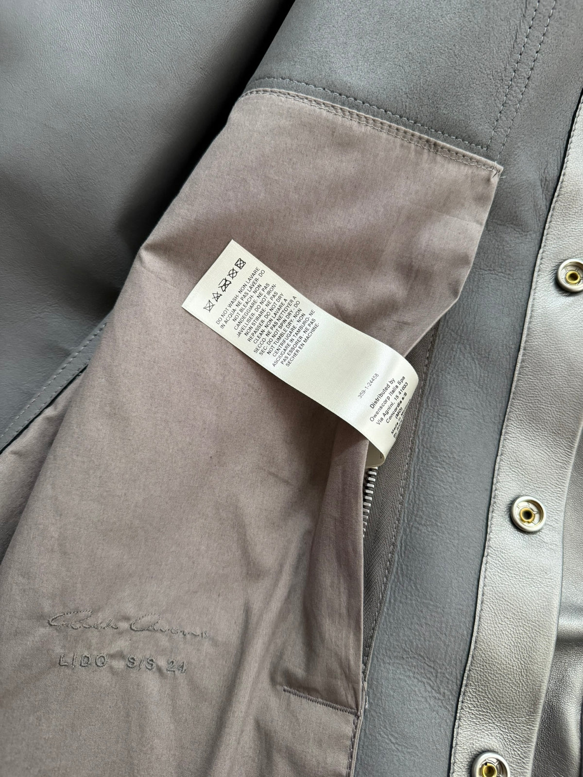 S/S 23 "LIDO" Gunmetal Lamb Leather Shirt Jacket Rick Owens IT54/L
