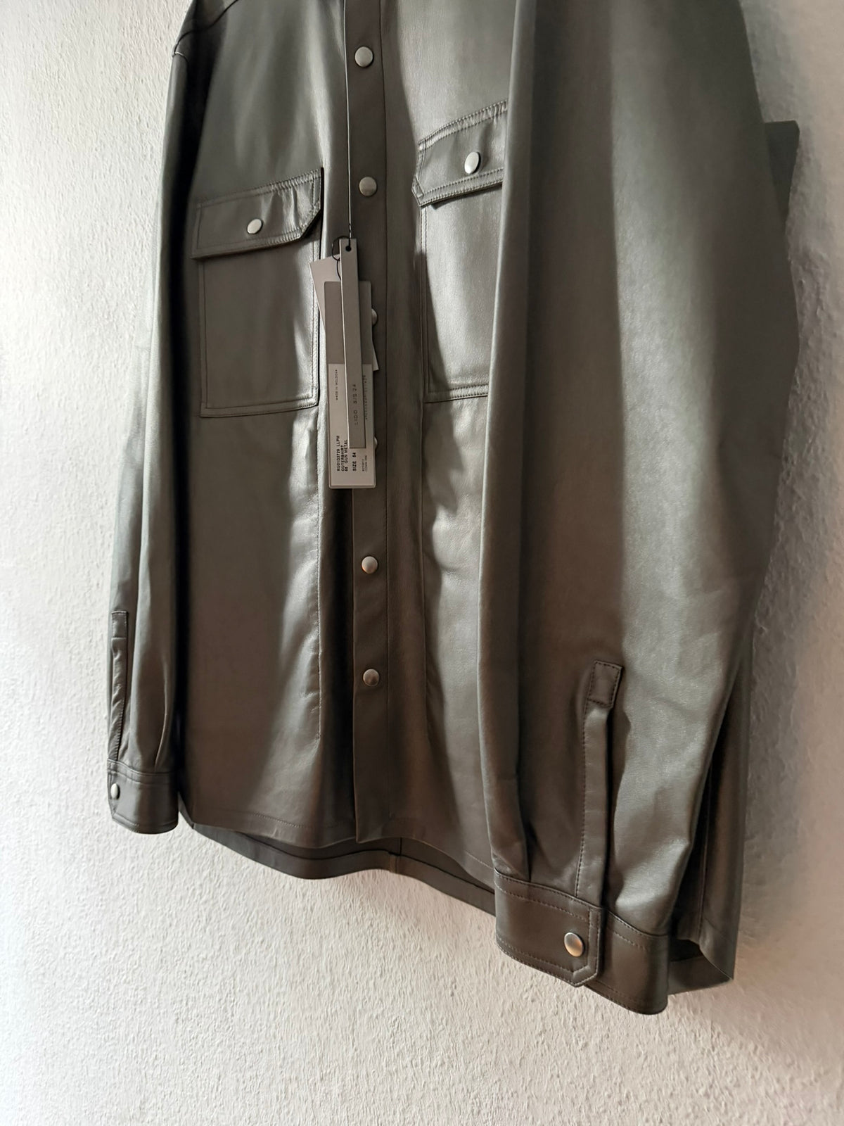 S/S 23 "LIDO" Gunmetal Lamb Leather Shirt Jacket Rick Owens IT54/L