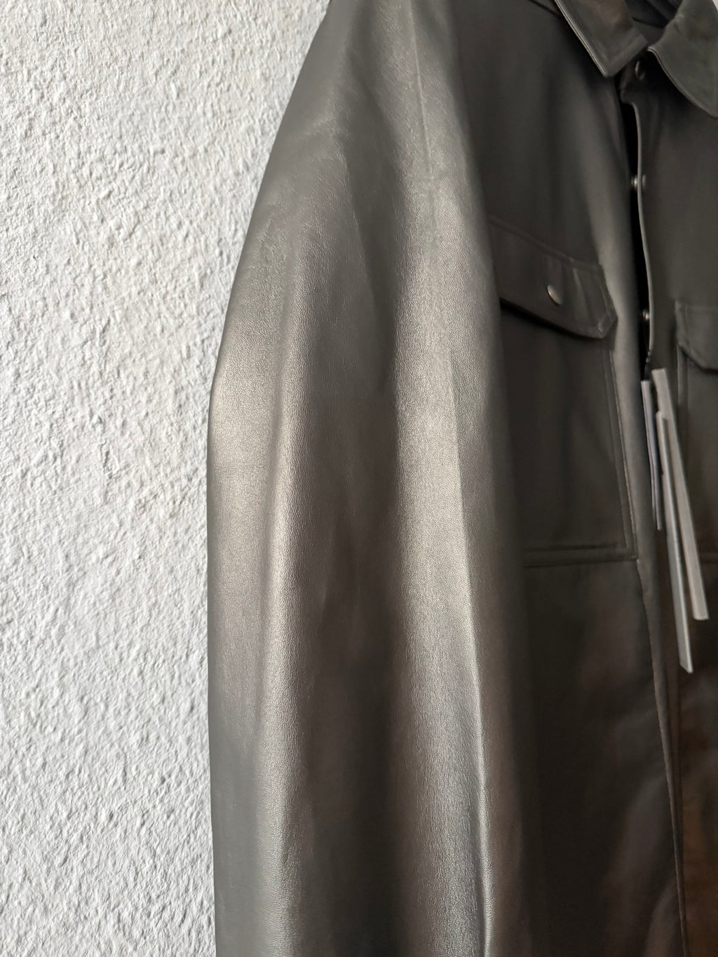 S/S 23 "LIDO" Gunmetal Lamb Leather Shirt Jacket Rick Owens IT54/L