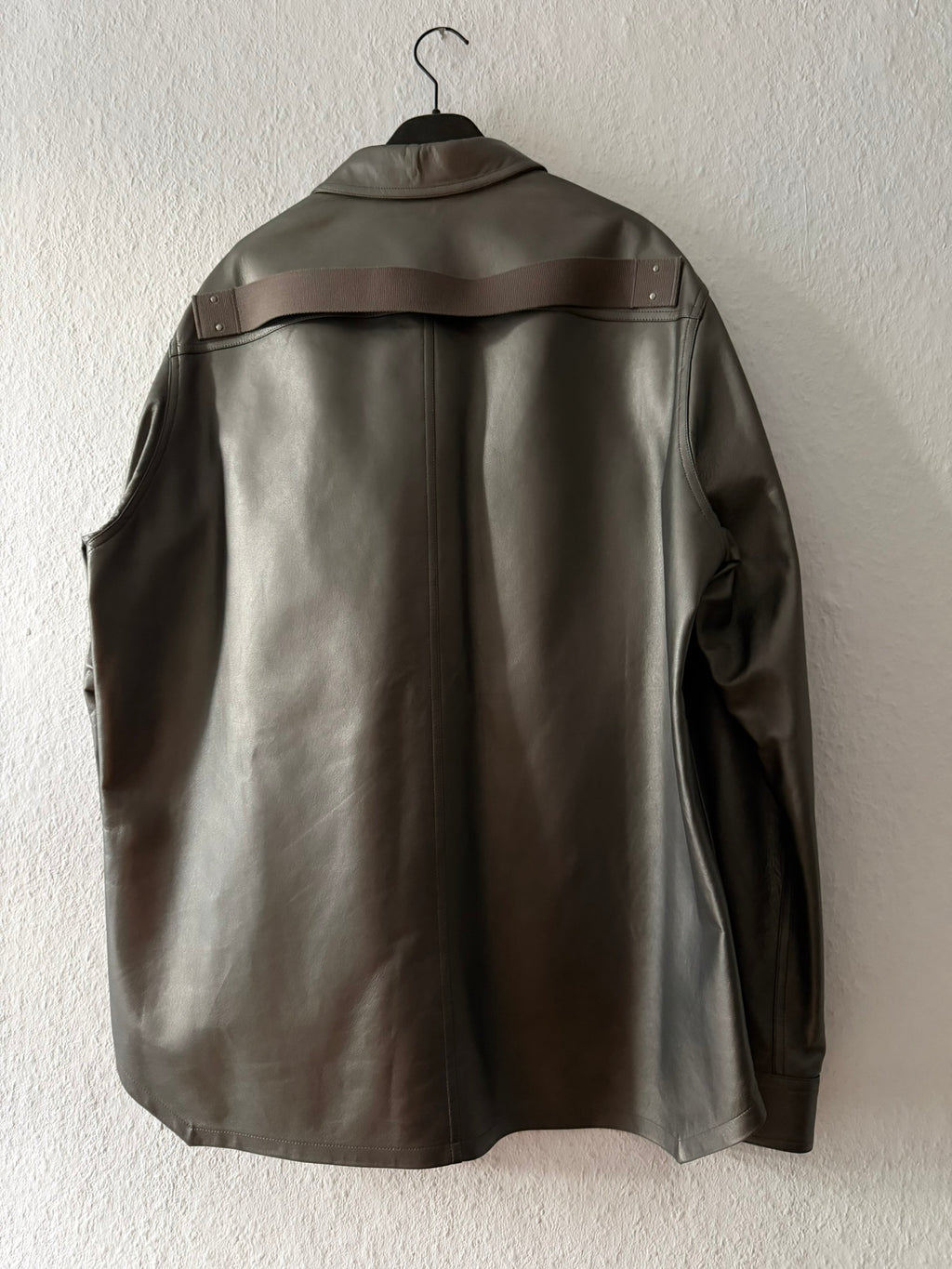 S/S 23 "LIDO" Gunmetal Lamb Leather Shirt Jacket Rick Owens IT54/L