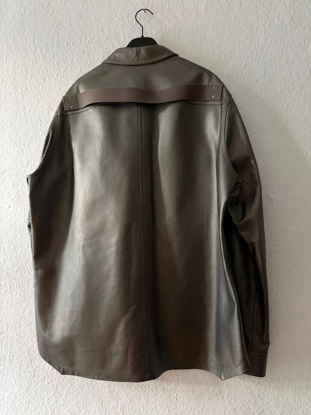 S/S 23 "LIDO" Gunmetal Lamb Leather Shirt Jacket Rick Owens IT54/L