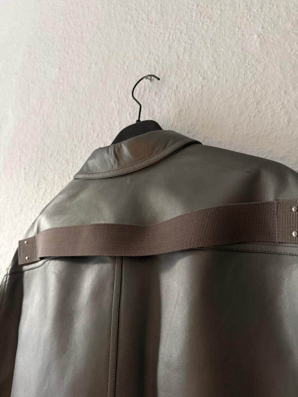 S/S 23 "LIDO" Gunmetal Lamb Leather Shirt Jacket Rick Owens IT54/L