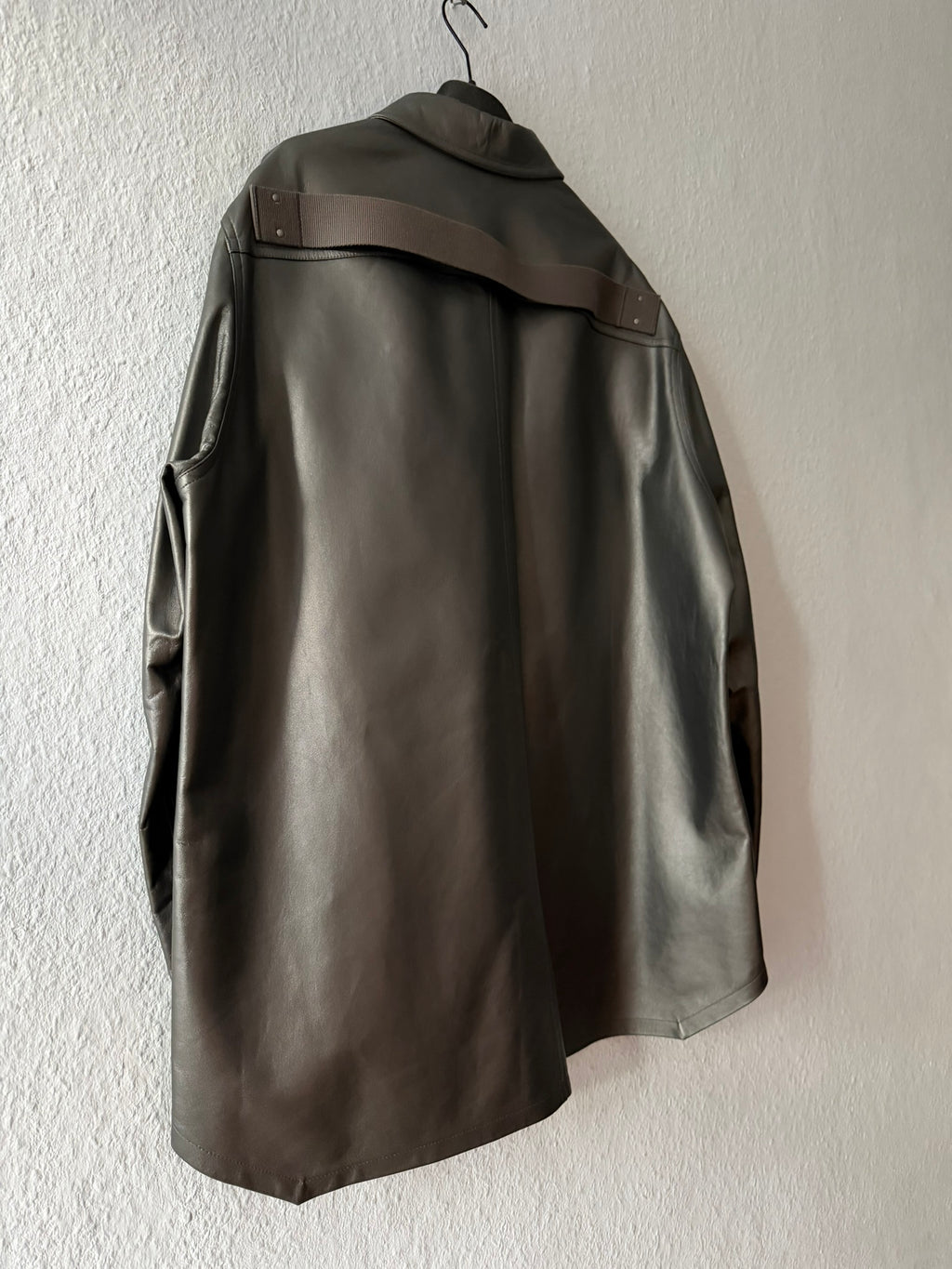 S/S 23 "LIDO" Gunmetal Lamb Leather Shirt Jacket Rick Owens IT54/L