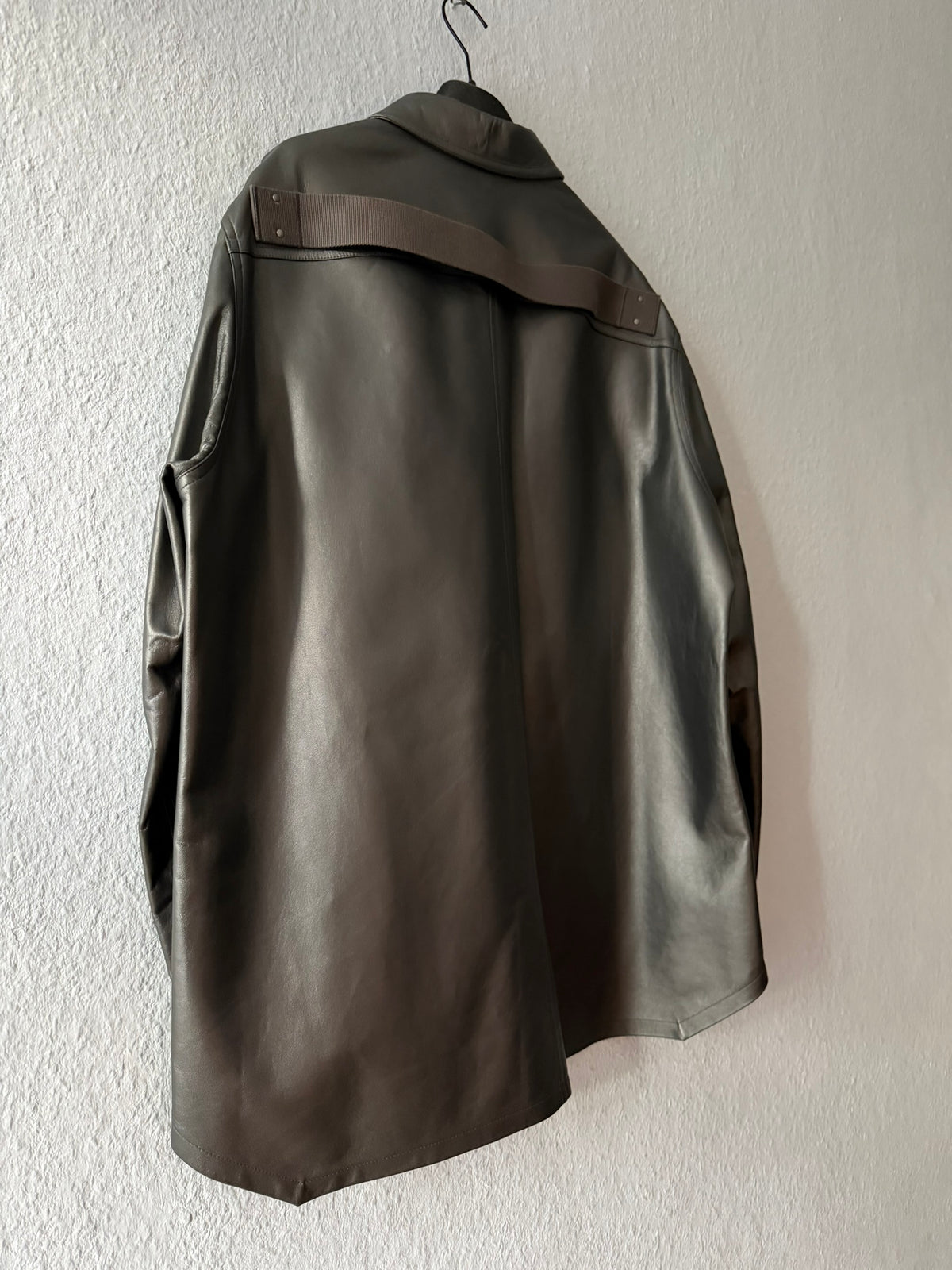 S/S 23 "LIDO" Gunmetal Lamb Leather Shirt Jacket Rick Owens IT54/L