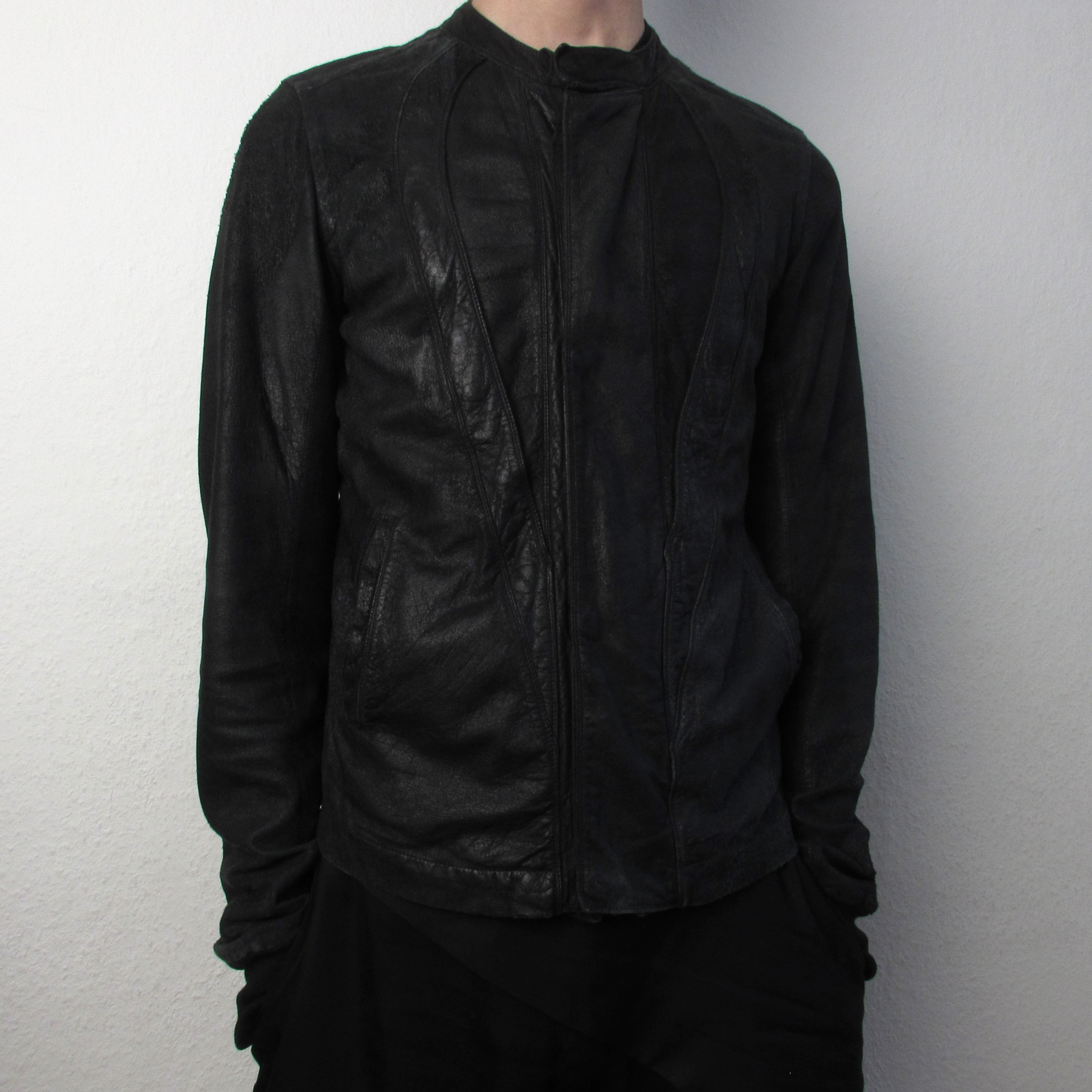 F/W 04 "QUEEN" Blistered Lamb Leather "Fogpocket" Jacket in Black and Size M