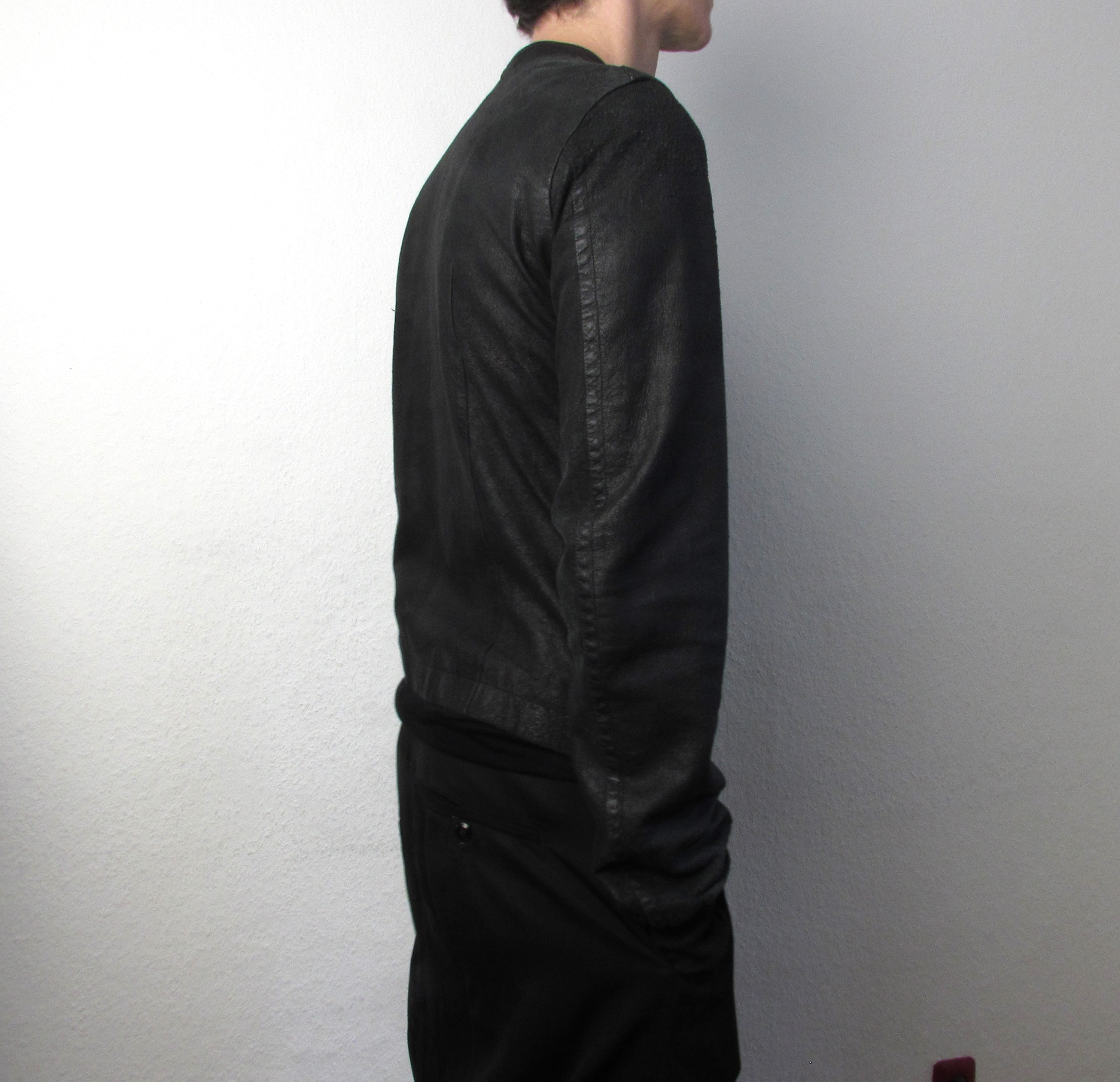 F/W 04 "QUEEN" Blistered Lamb Leather "Fogpocket" Jacket in Black and Size M