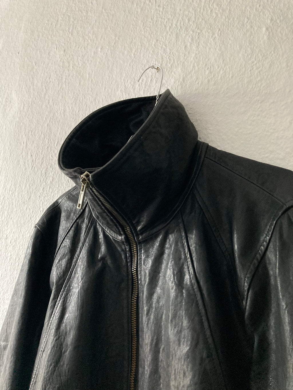 F/W 09 CRUST Hammered Lamb Leather Intarsia High-Neck Jacket in Black