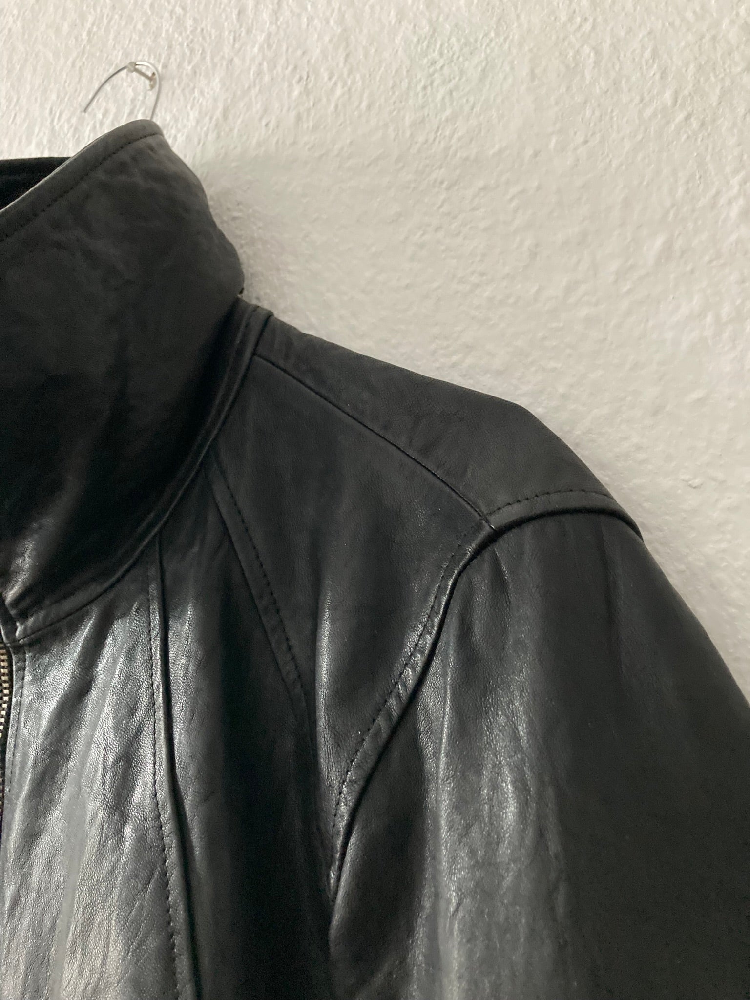 F/W 09 CRUST Hammered Lamb Leather Intarsia High-Neck Jacket in Black