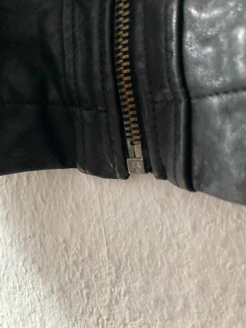 F/W 09 CRUST Hammered Lamb Leather Intarsia High-Neck Jacket in Black