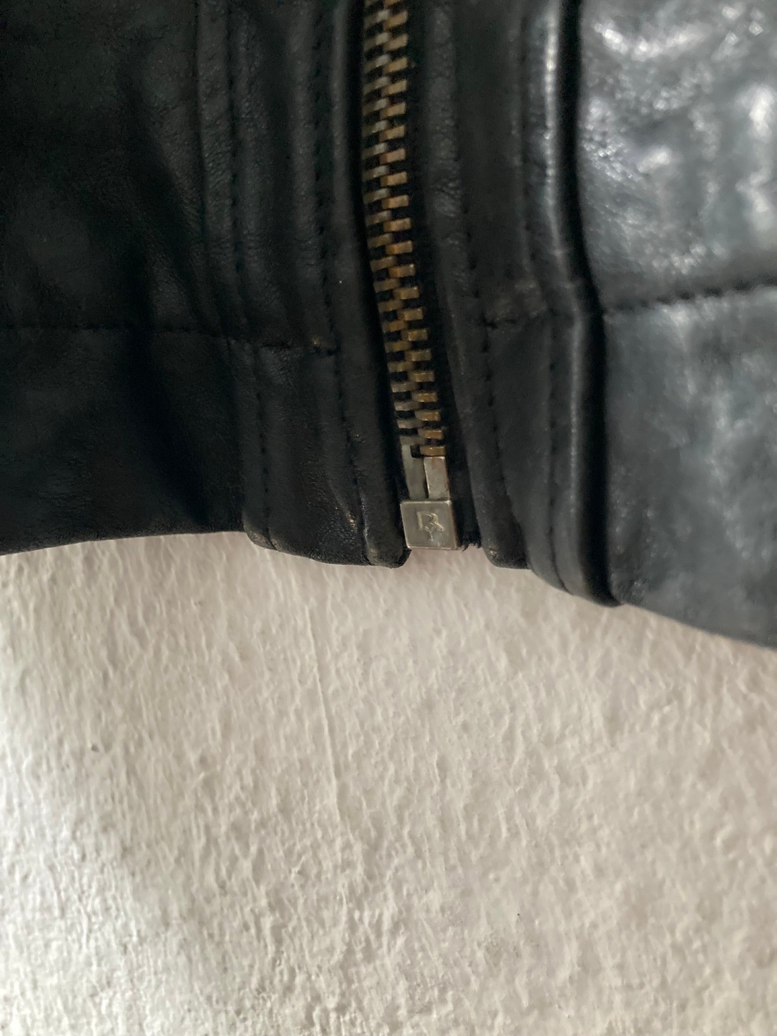 F/W 09 CRUST Hammered Lamb Leather Intarsia High-Neck Jacket in Black