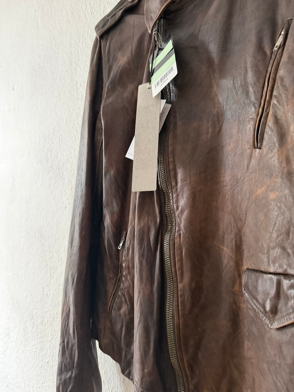 S/S 07 "DRAKE" Hammered Calf Leather Stooges Jacket in Dust Rick Owens XL