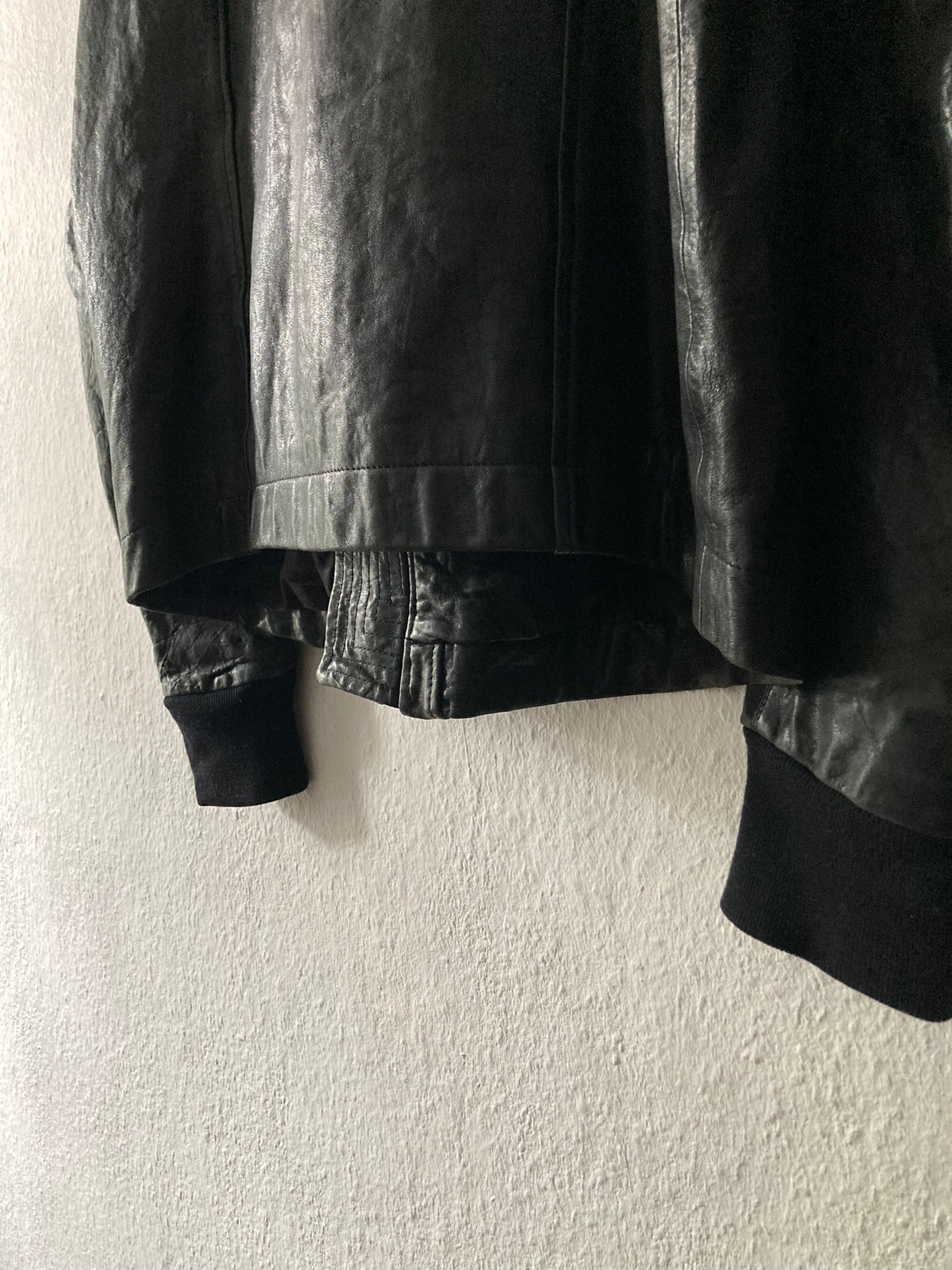 F/W 09 CRUST Hammered Lamb Leather Intarsia High-Neck Jacket in Black