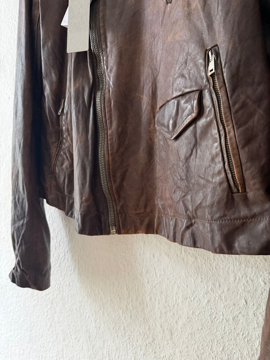S/S 07 "DRAKE" Hammered Calf Leather Stooges Jacket in Dust Rick Owens XL