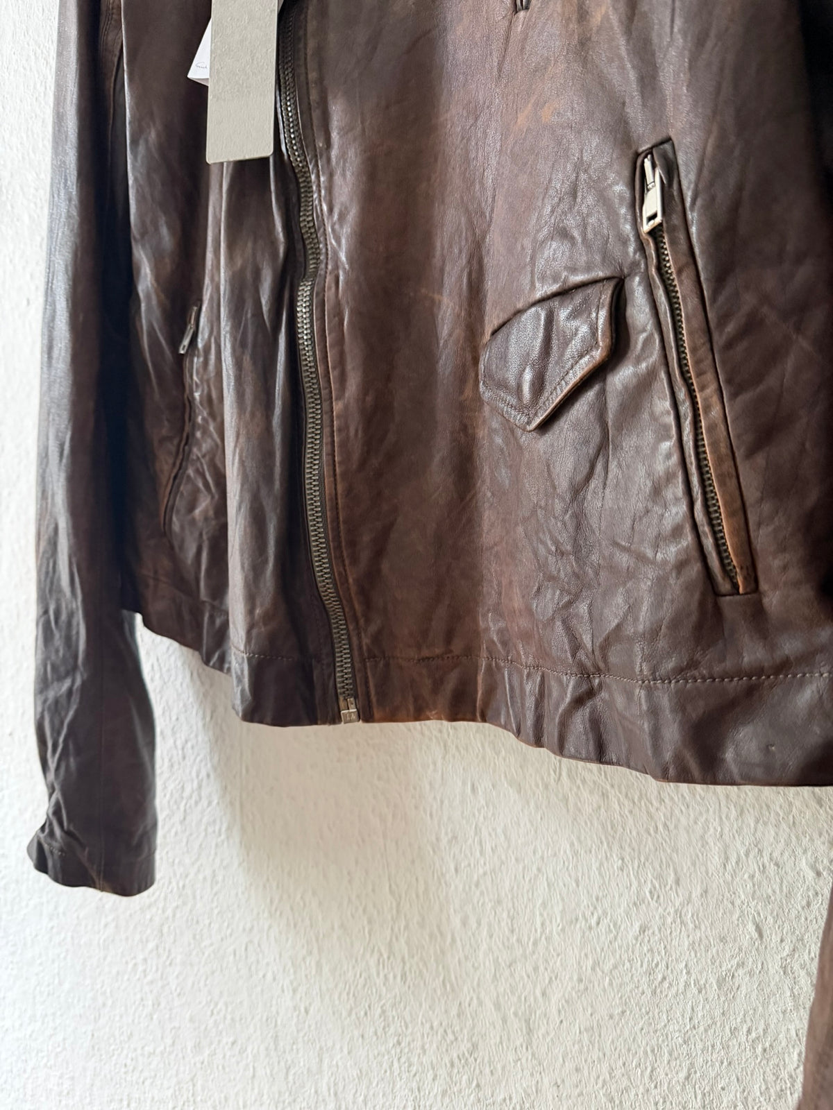 S/S 07 "DRAKE" Hammered Calf Leather Stooges Jacket in Dust Rick Owens XL