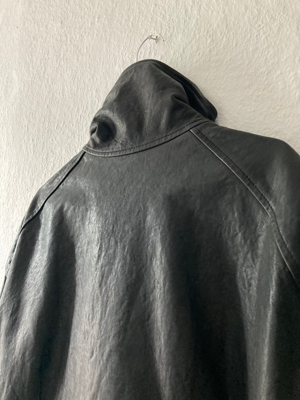 F/W 09 CRUST Hammered Lamb Leather Intarsia High-Neck Jacket in Black