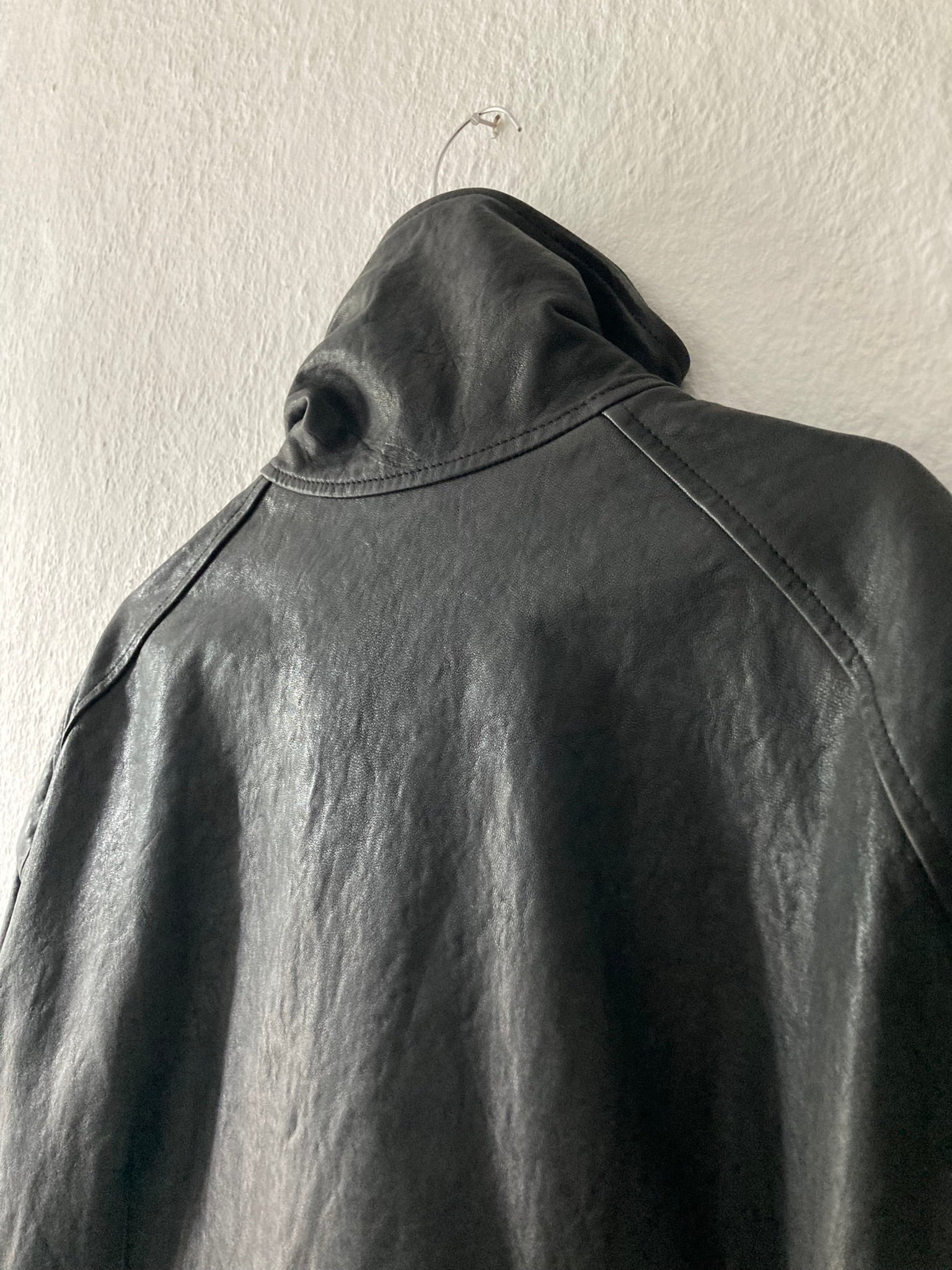 F/W 09 CRUST Hammered Lamb Leather Intarsia High-Neck Jacket in Black