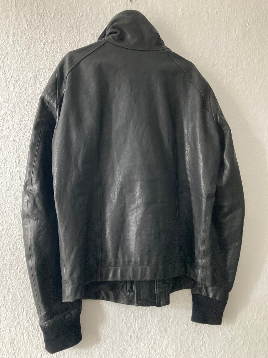 F/W 09 CRUST Hammered Lamb Leather Intarsia High-Neck Jacket in Black