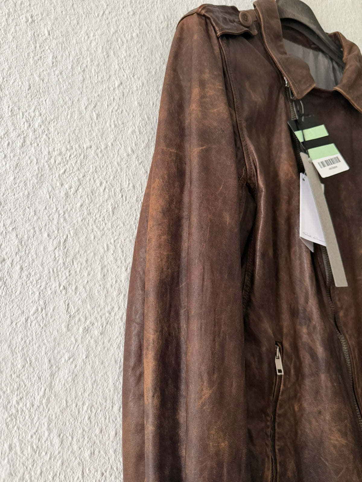 S/S 07 "DRAKE" Hammered Calf Leather Stooges Jacket in Dust Rick Owens XL