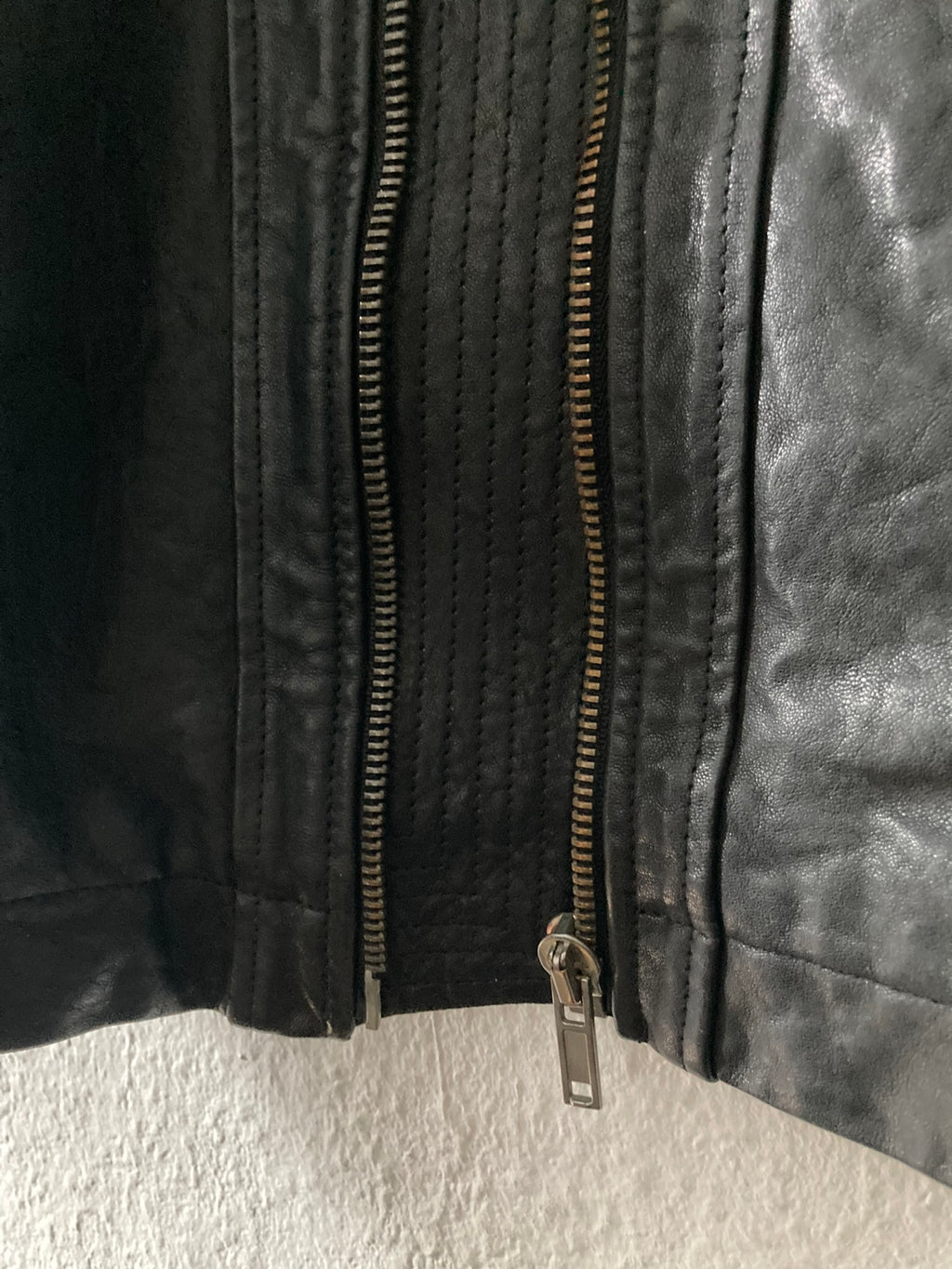 F/W 09 CRUST Hammered Lamb Leather Intarsia High-Neck Jacket in Black