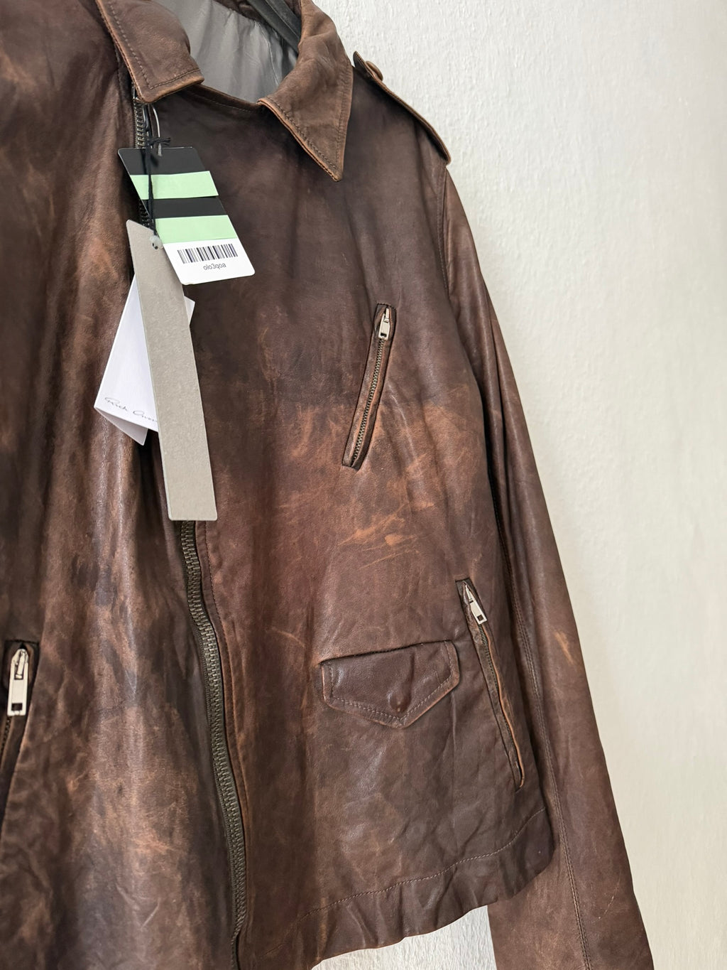 S/S 07 "DRAKE" Hammered Calf Leather Stooges Jacket in Dust Rick Owens XL