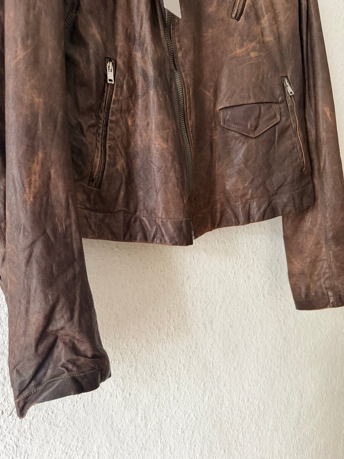 S/S 07 "DRAKE" Hammered Calf Leather Stooges Jacket in Dust Rick Owens XL