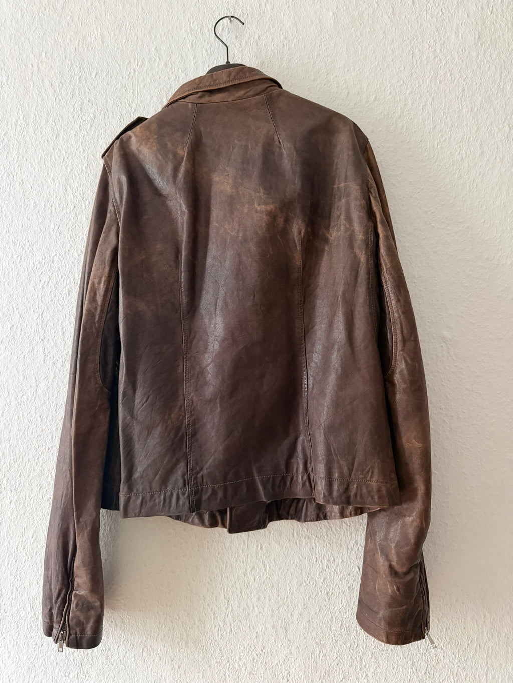 S/S 07 "DRAKE" Hammered Calf Leather Stooges Jacket in Dust Rick Owens XL