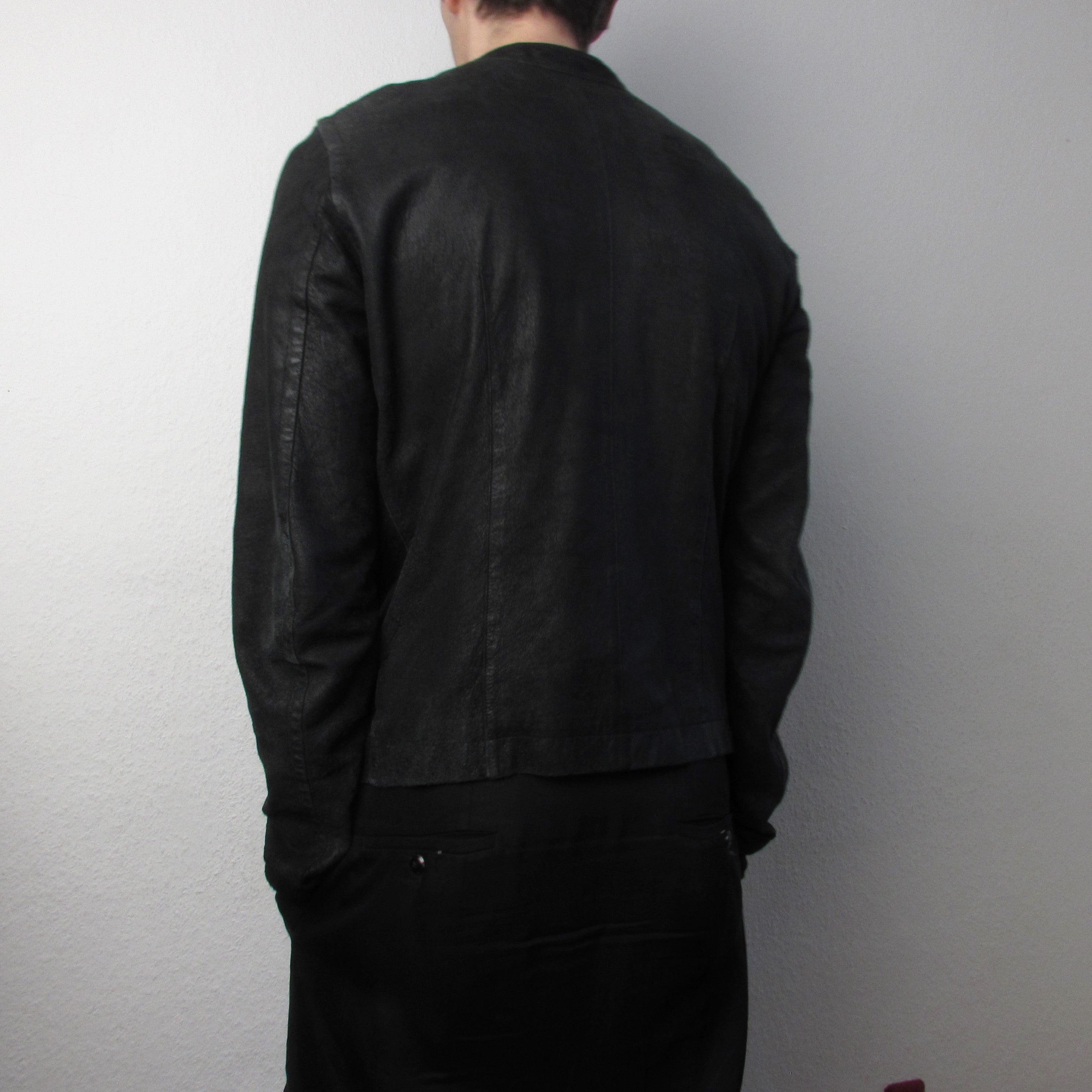 F/W 04 "QUEEN" Blistered Lamb Leather "Fogpocket" Jacket in Black and Size M