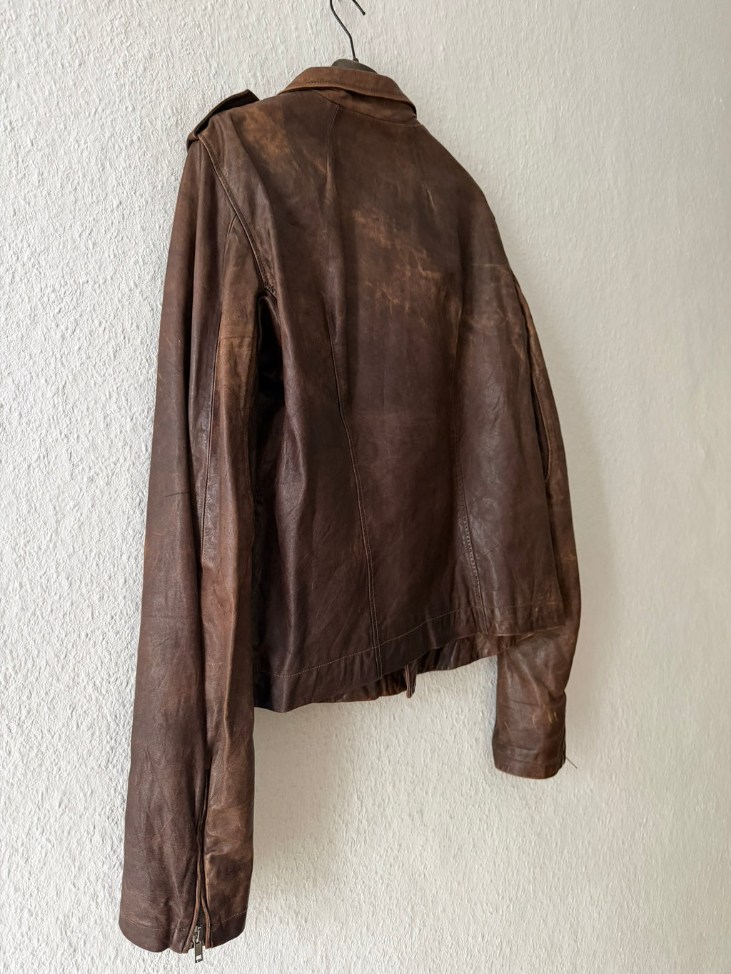 S/S 07 "DRAKE" Hammered Calf Leather Stooges Jacket in Dust Rick Owens XL