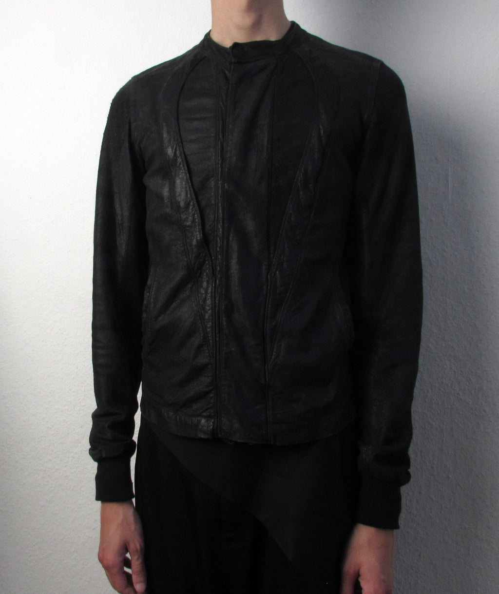 F/W 04 "QUEEN" Blistered Lamb Leather "Fogpocket" Jacket in Black and Size M